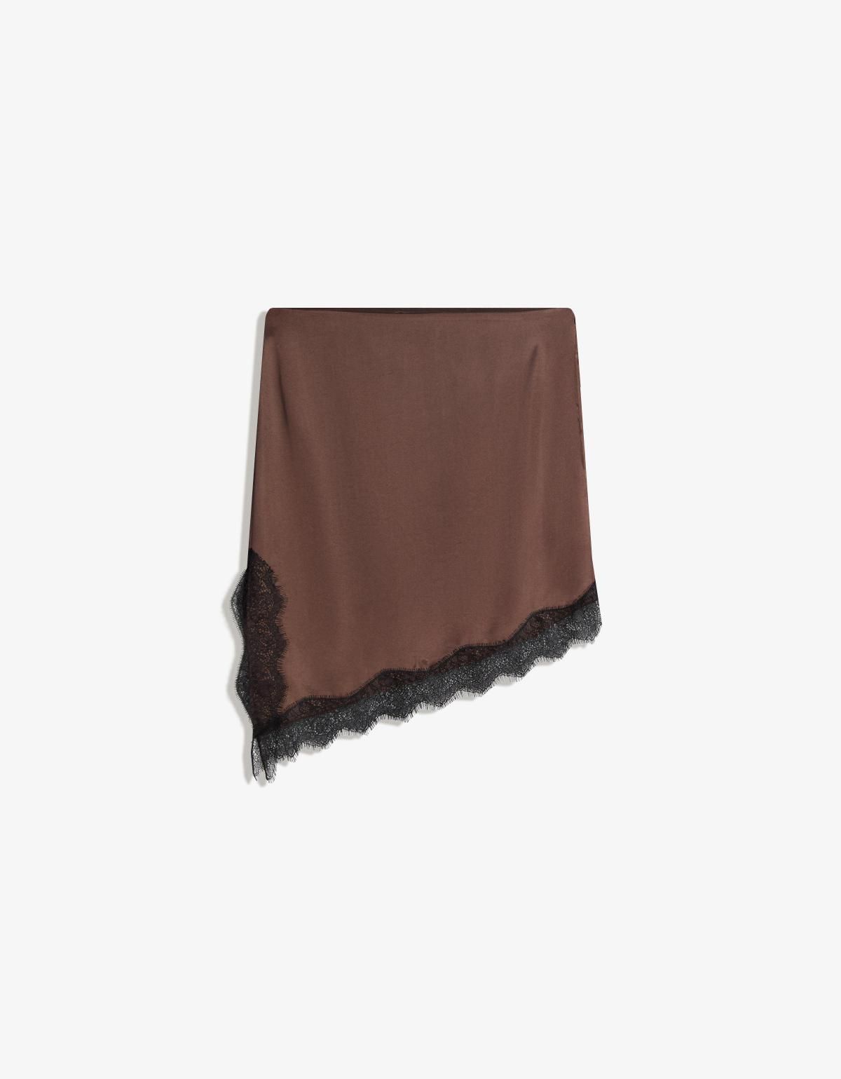 버쉬카 레이스 새틴 언밸런스 미니 스커트 6099/172 BROWN - 상품 이미지