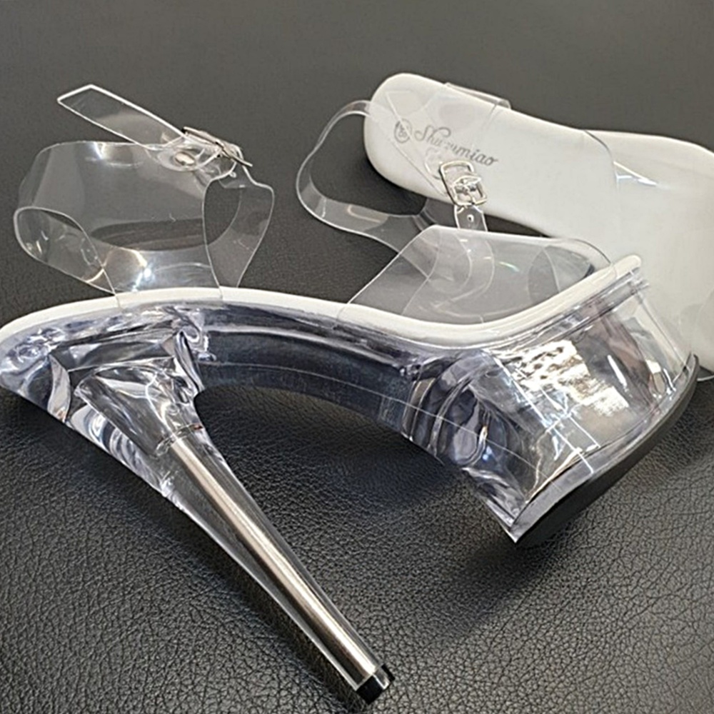 박대표마켓 투명 유리구두 15cm 가보시힐 대회용 바디프로필 폴댄스 피트니스 힐 - 상품 이미지