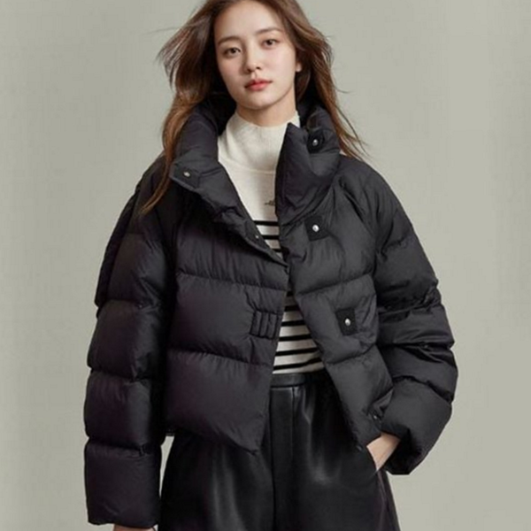 하이넥 여성 숏 패딩 크롭 여자 숏 패딩 겨울 - 상품 이미지