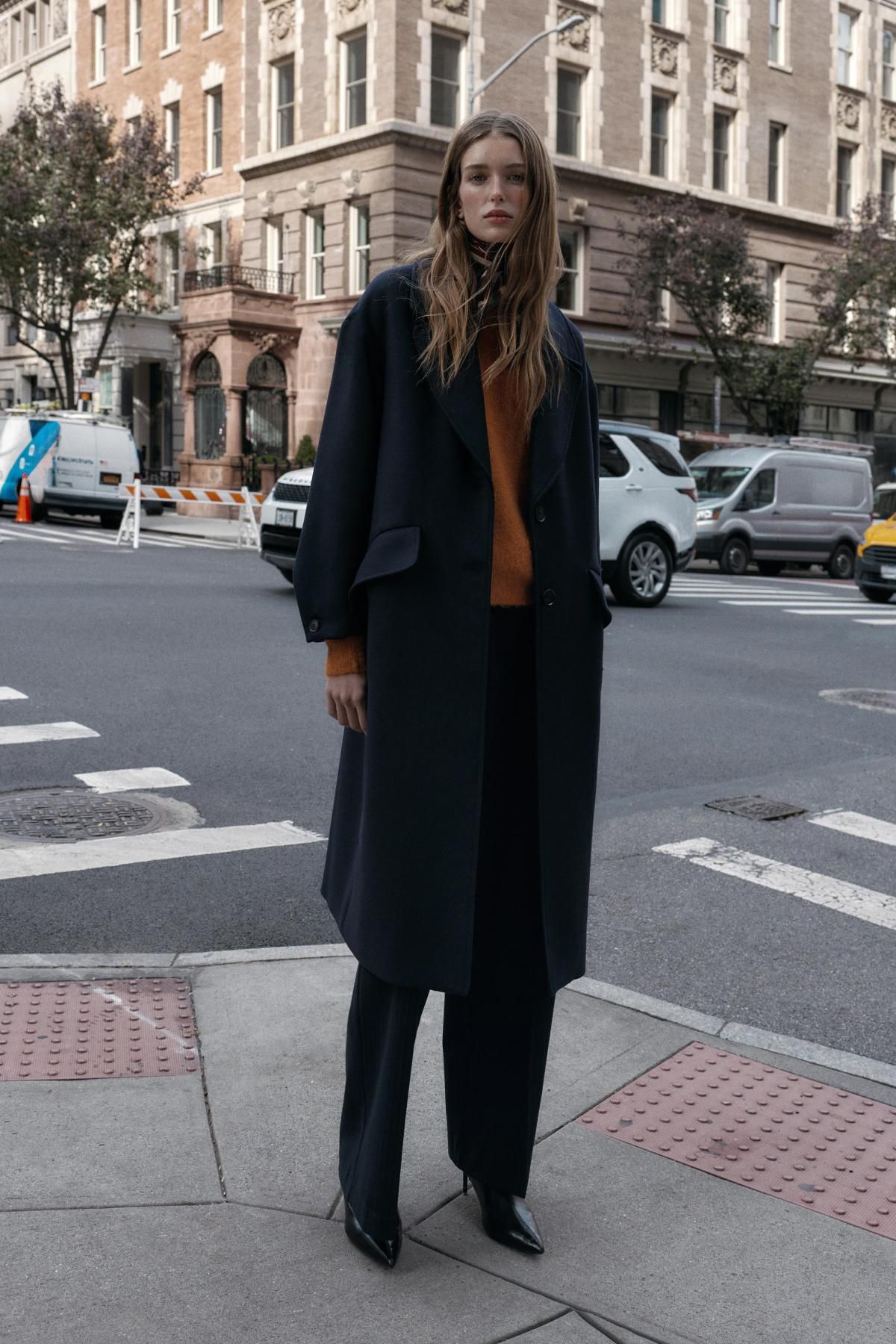 자라 오버사이즈 울 롱 코트 8465/376 NAVY BLUE - 상세 이미지 2