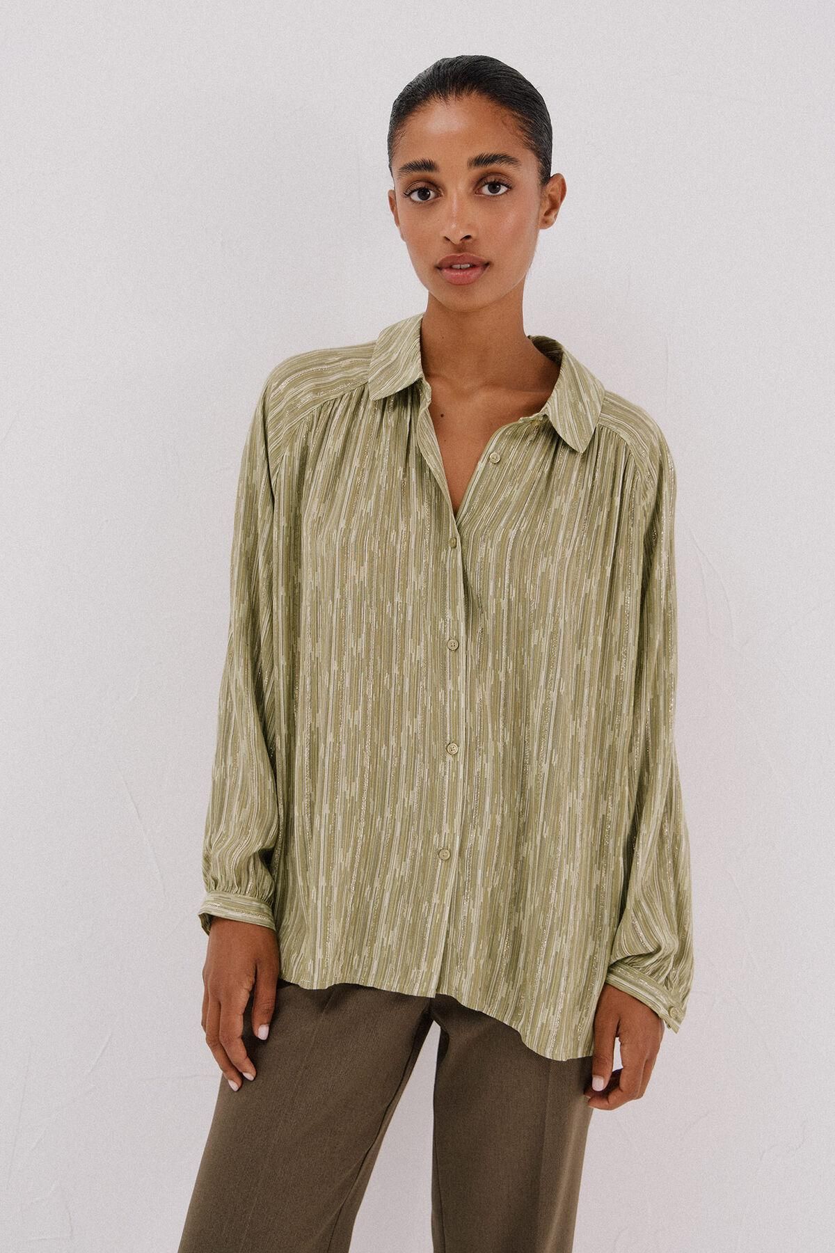 꼬르떼피엘 플루이드 루렉스 스트라이프 블라우스 5702224 ESTAMPADO VERDE - 상품 이미지