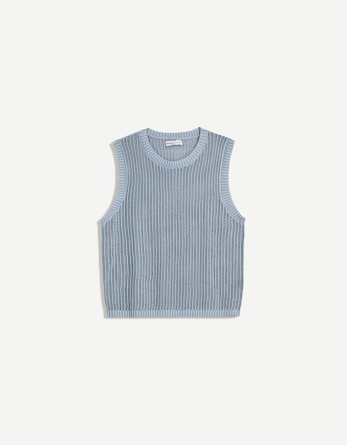 버쉬카 페이드 효과 니트 베스트 8631/715 BLUE - 상세 이미지 2