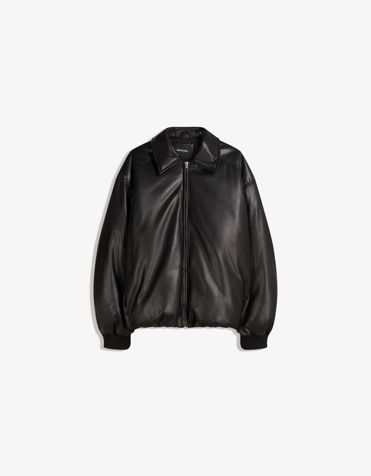 버쉬카 레더 이펙트 테크니컬 숏 패딩 재킷 6801/730 BLACK - 상세 이미지 2