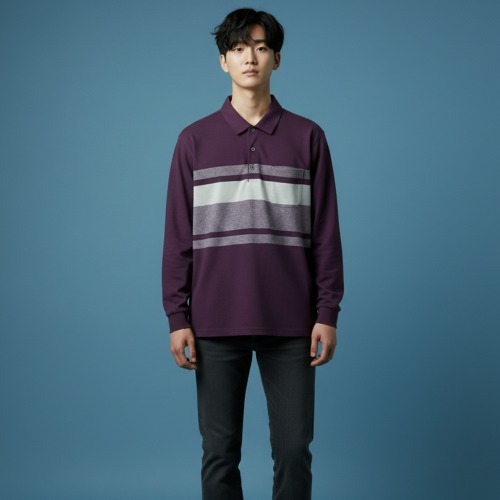 조이마담 MT50030 라인 배색 포켓 카라 속기모 티셔츠 중년남성의류 아빠옷 - 상품 이미지