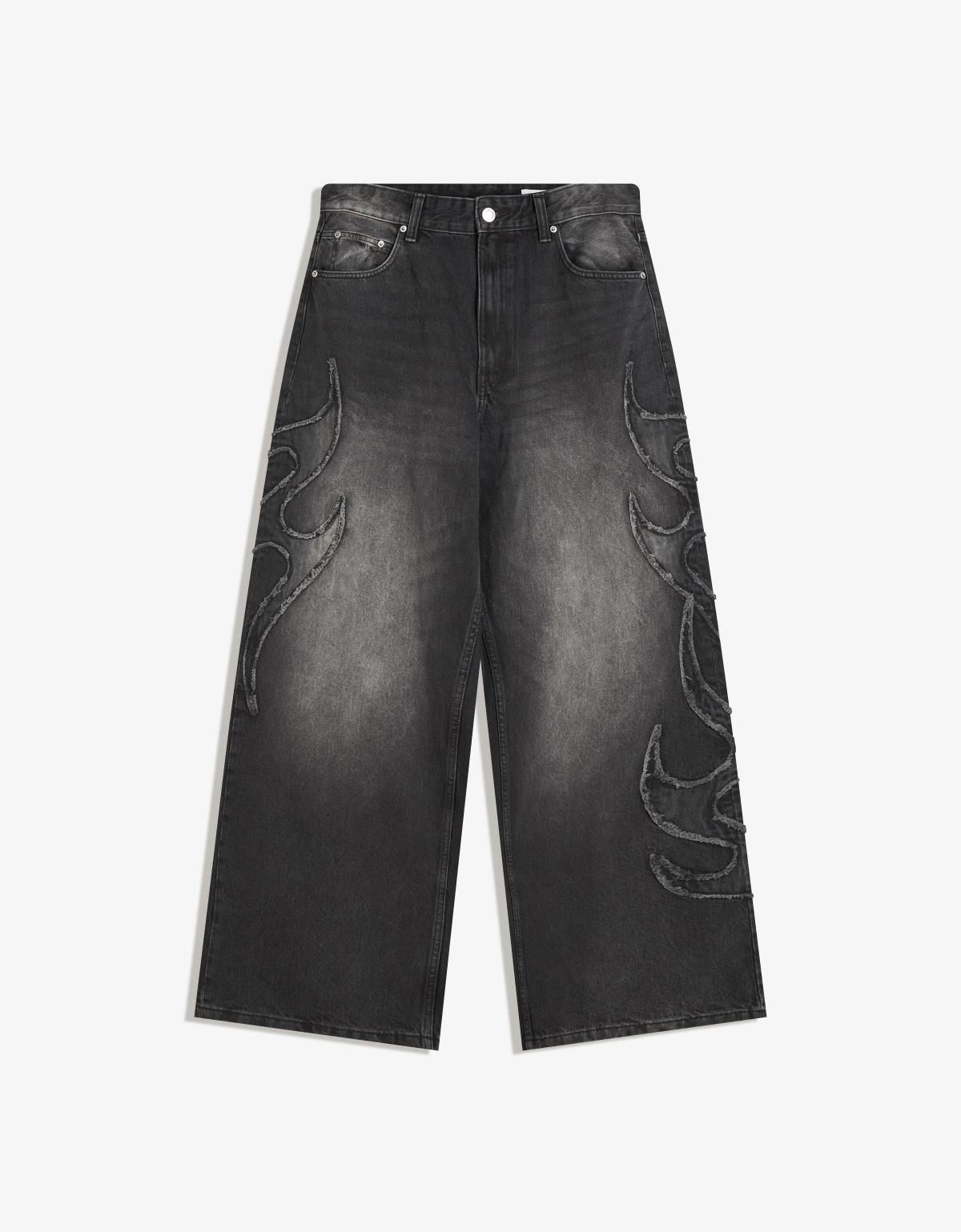 버쉬카 스트리트 배기핏 데님 패치 배기 청바지 5364/352 BLACK - 상세 이미지 3