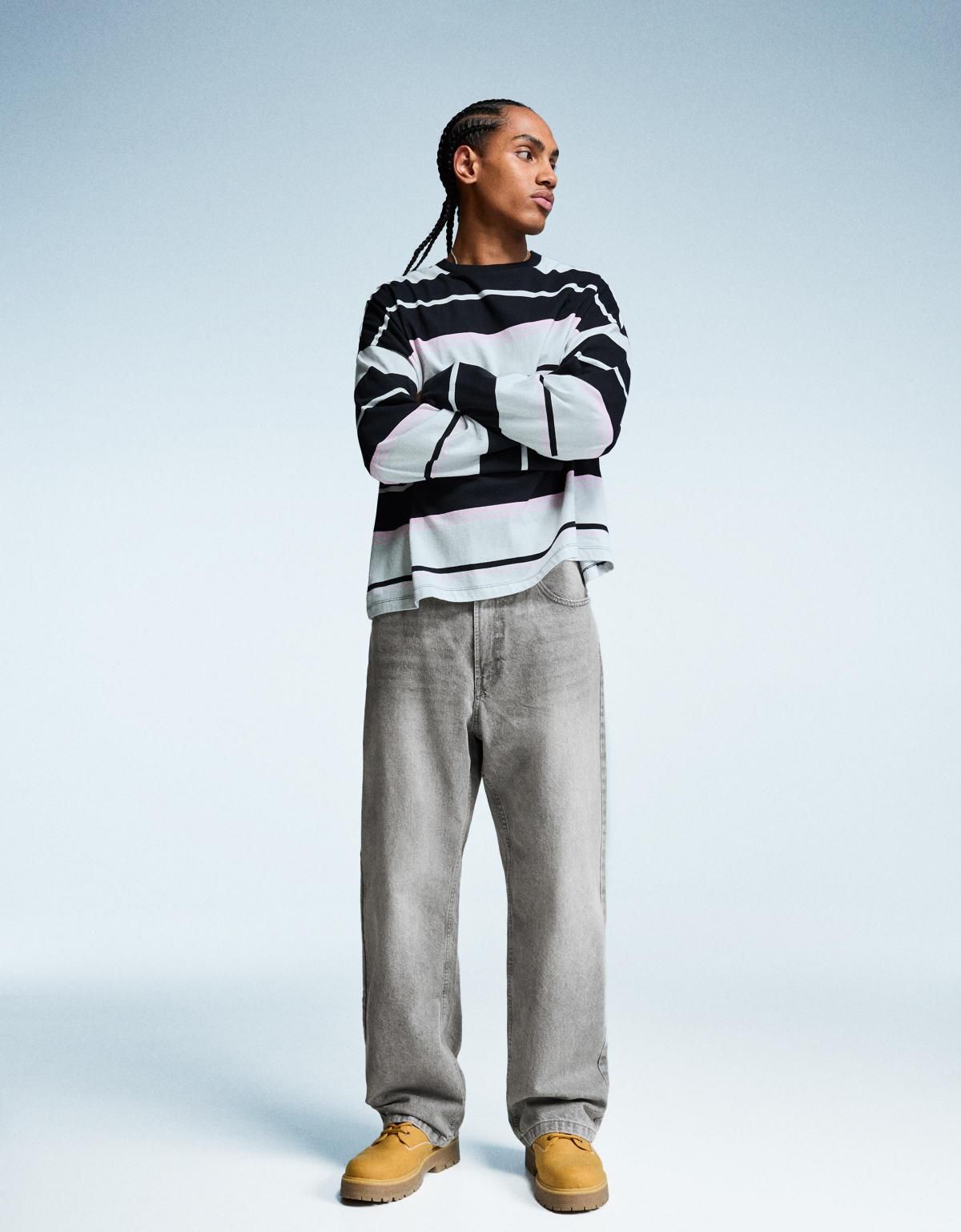 버쉬카 루즈핏 라이트그레이 데님 배기 청바지 5330/335 GREY - 상세 이미지 5