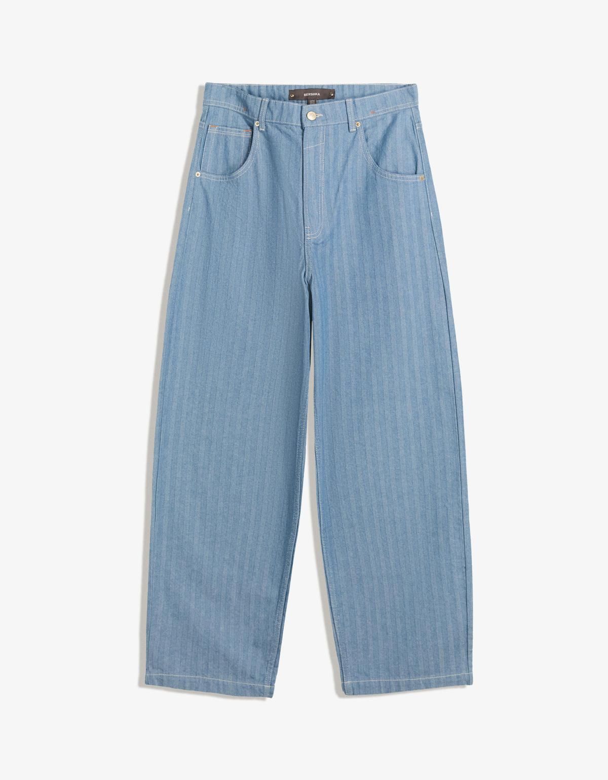 버쉬카 스트라이프 데님 슈퍼 배기 와이드핏 청바지 5340/335 LIGHT BLUE - 상세 이미지 4