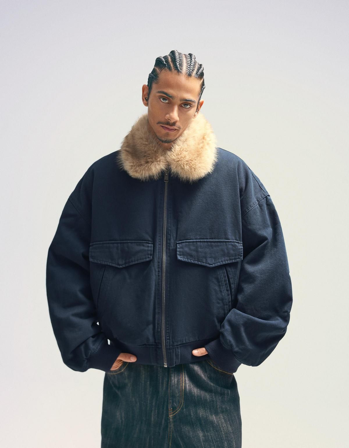 버쉬카 퍼 카라 블루종 재킷 6805/073 NAVY - 상세 이미지 5