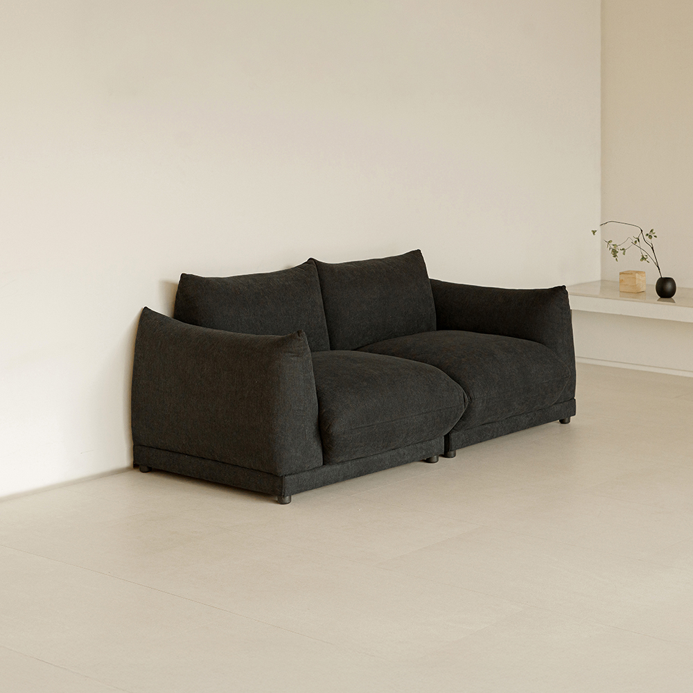 퍼지 DAVIS 기능성 원단 패브릭 모듈 소파 블랙, 3인용