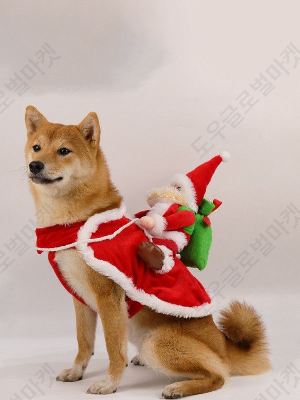강아지 크리스마스옷 산타옷 고양이 반려견 루돌프 중형견 - 상품 이미지