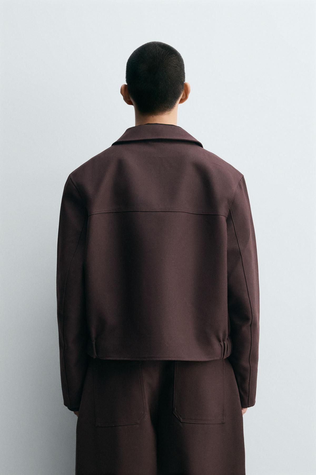 자라 크롭핏 테크니컬 울블렌드 집업 재킷 8281/550 BURGUNDY - 상세 이미지 4