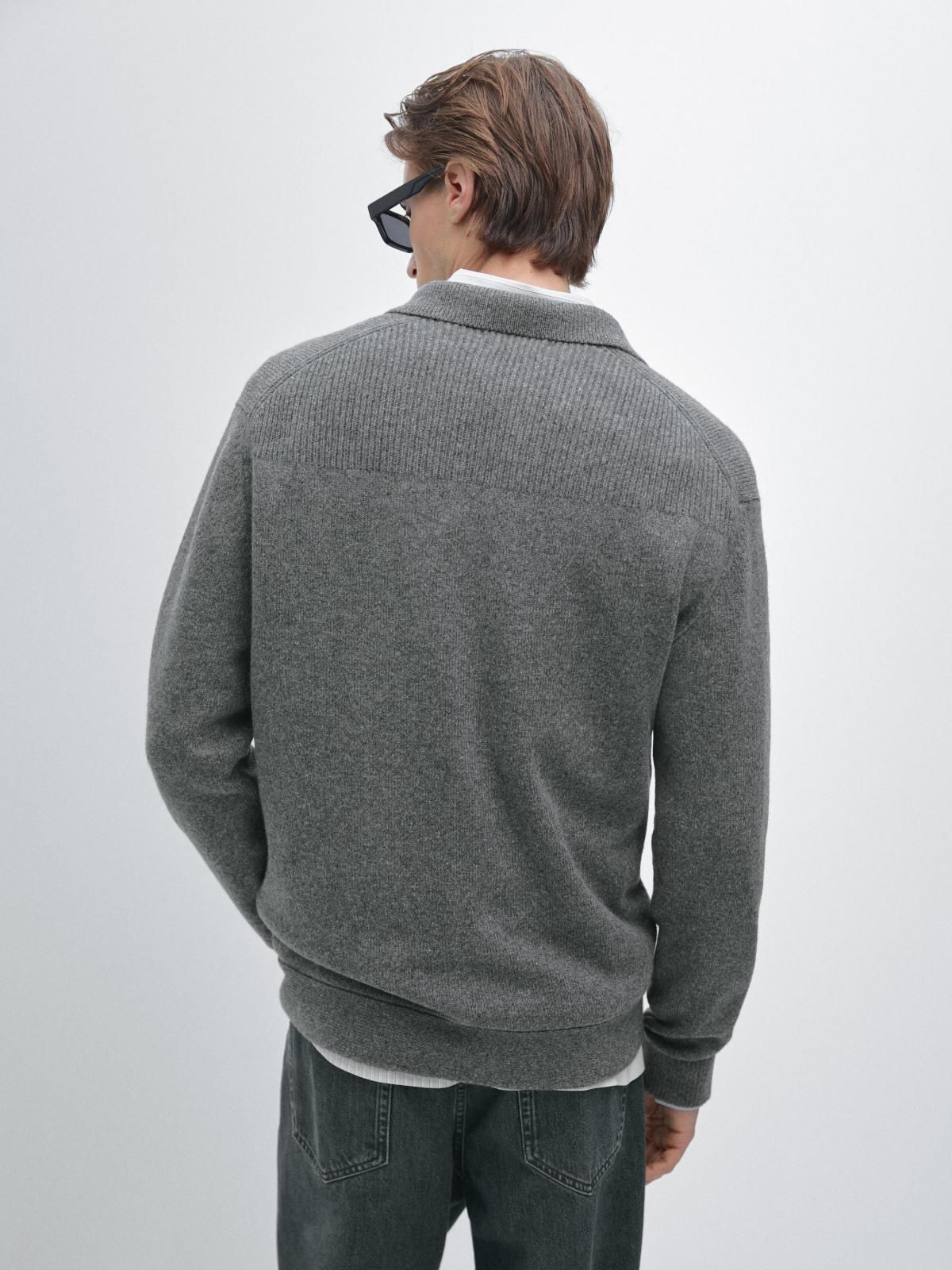 마시모두띠 프리미엄 울 폴로 카라 니트 가디건 1075/222 ANTHRACITE GREY - 상세 이미지 4