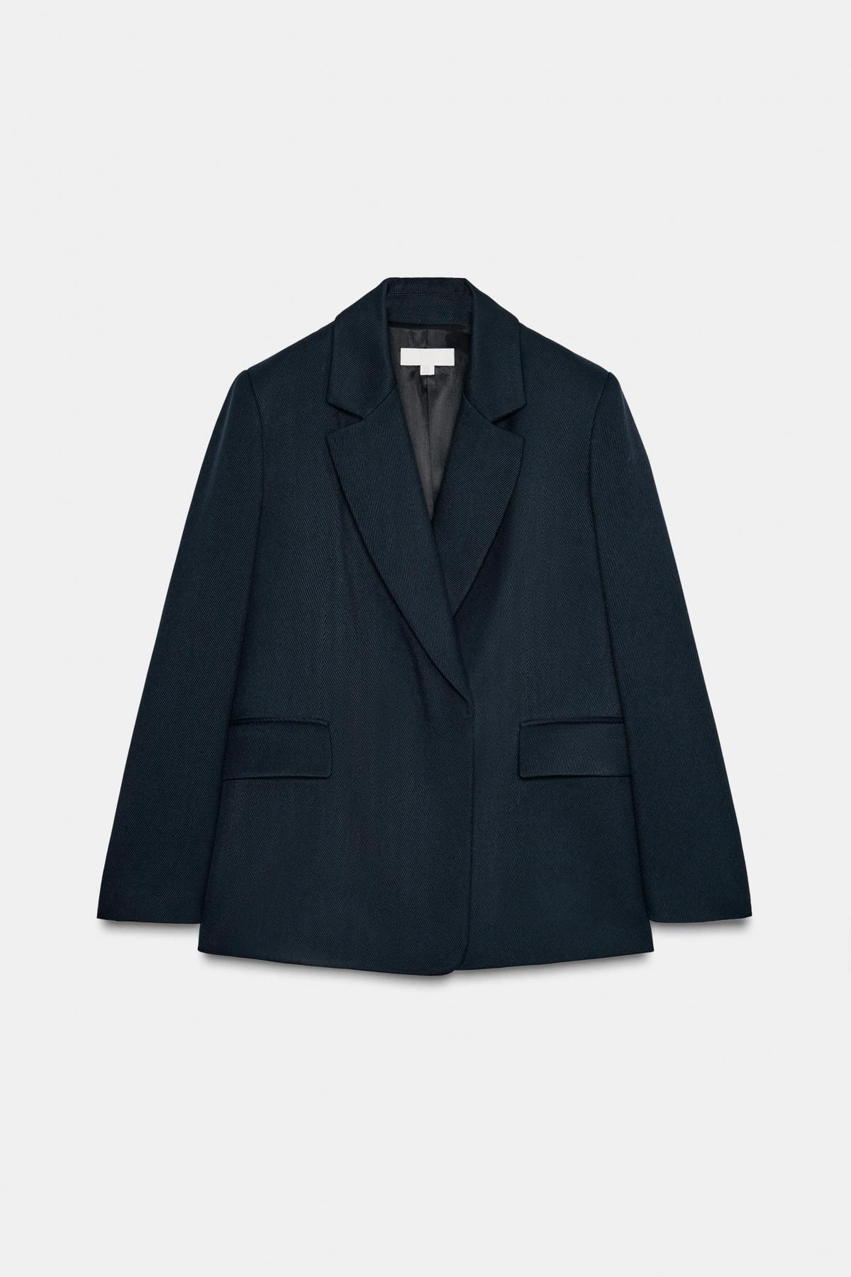 자라 오버사이즈 더블브레스트 트윌 블레이저 9615/663 NAVY BLUE - 상품 이미지