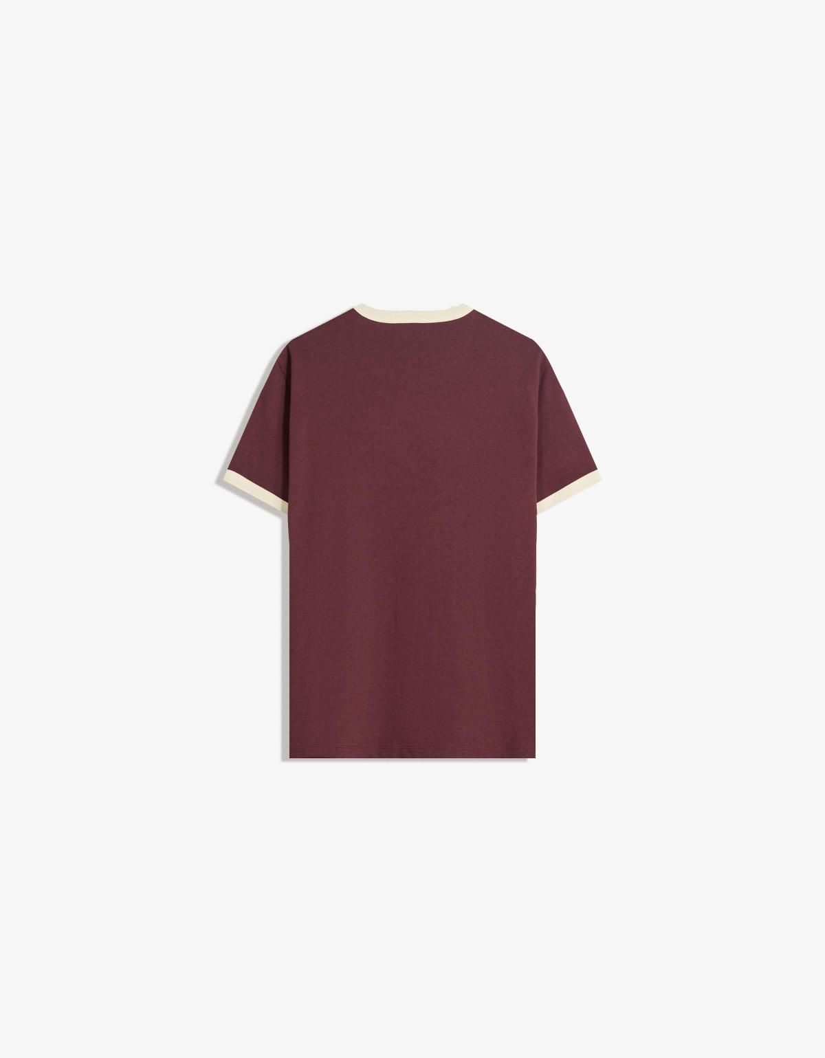 버쉬카 리브드 배색 반팔 티셔츠 8089/116 BURGUNDY - 상세 이미지 2