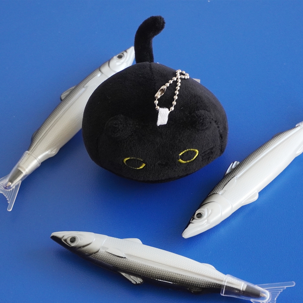 검은 고양이 꼬리 달린 냥이 인형 키링 8cm 동물 봉제 가방 백팩 열쇠고리 백꾸 백참 - 상품 이미지