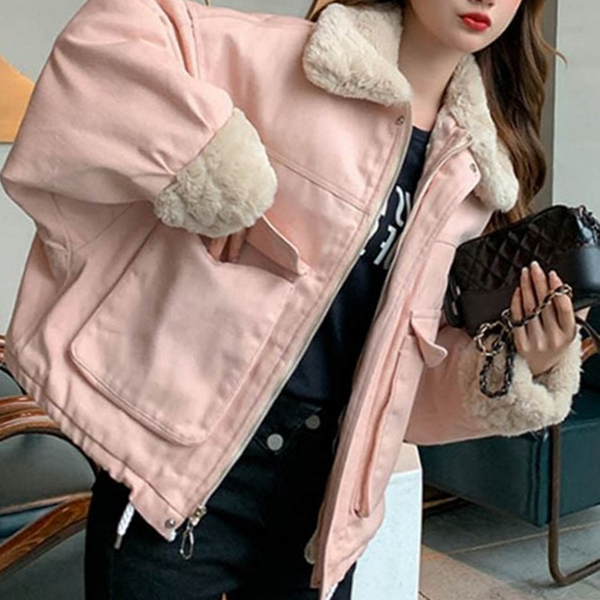 루즈핏 여자 퍼 패딩 데일리 여성 점퍼 - 상품 이미지