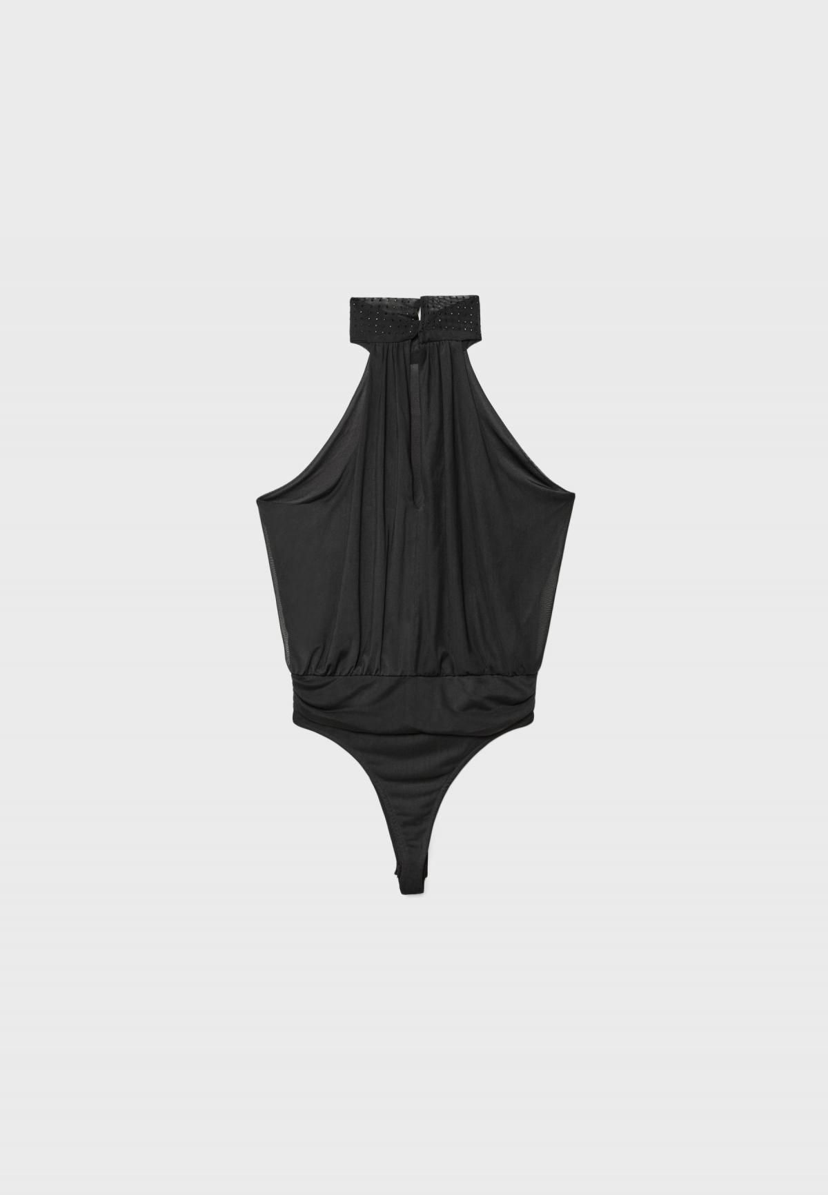 스트라디바리우스 글리터 라인스톤 하이넥 홀터 바디수트 6781/976 BLACK - 상세 이미지 2