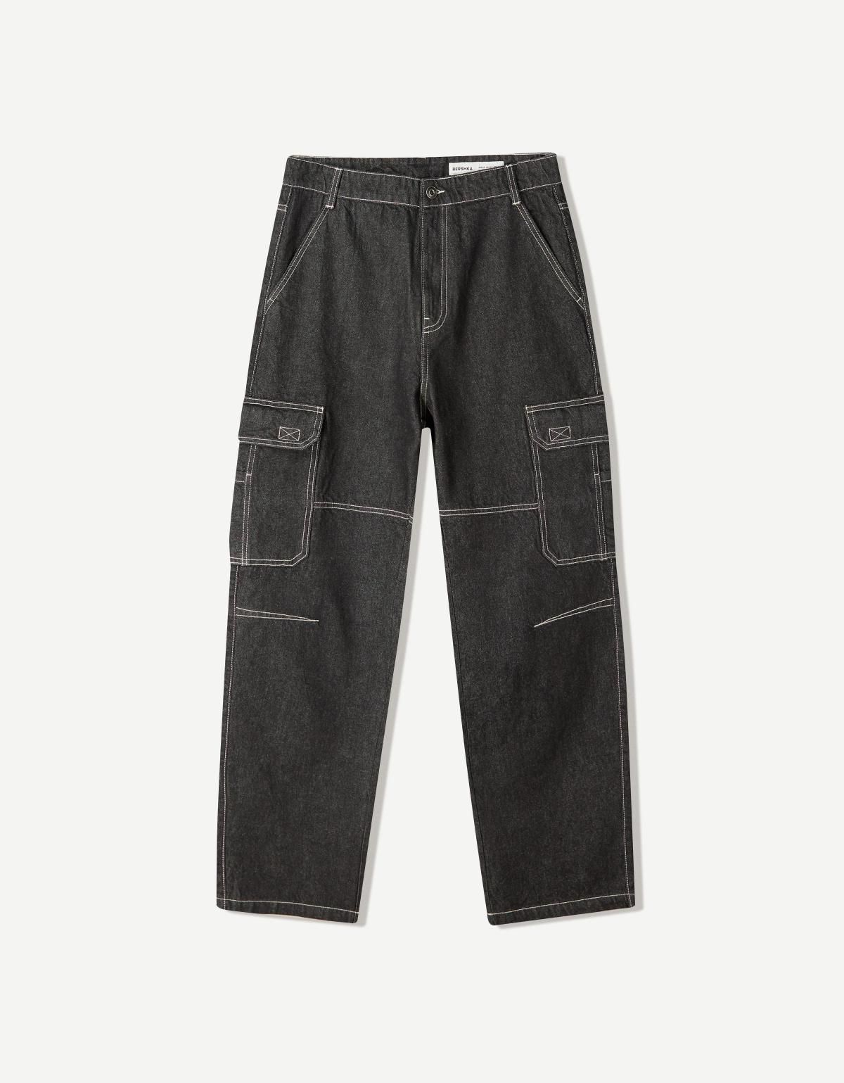 버쉬카 스트리트 카고 배기핏 데님 팬츠 5329/335 BLACK - 메인 이미지