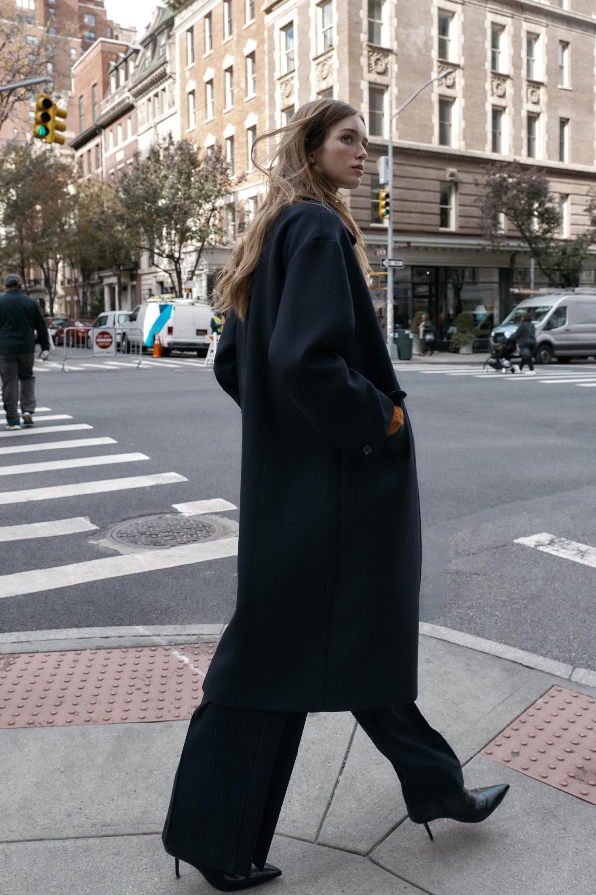 자라 오버사이즈 울 롱 코트 8465/376 NAVY BLUE - 상세 이미지 4
