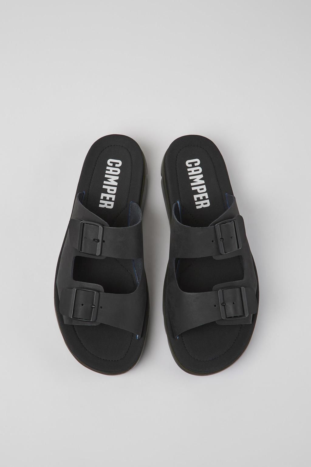 캠퍼 블랙 레더 슬라이드 샌들 Oruga K100286-005 BLACK - 상세 이미지 4