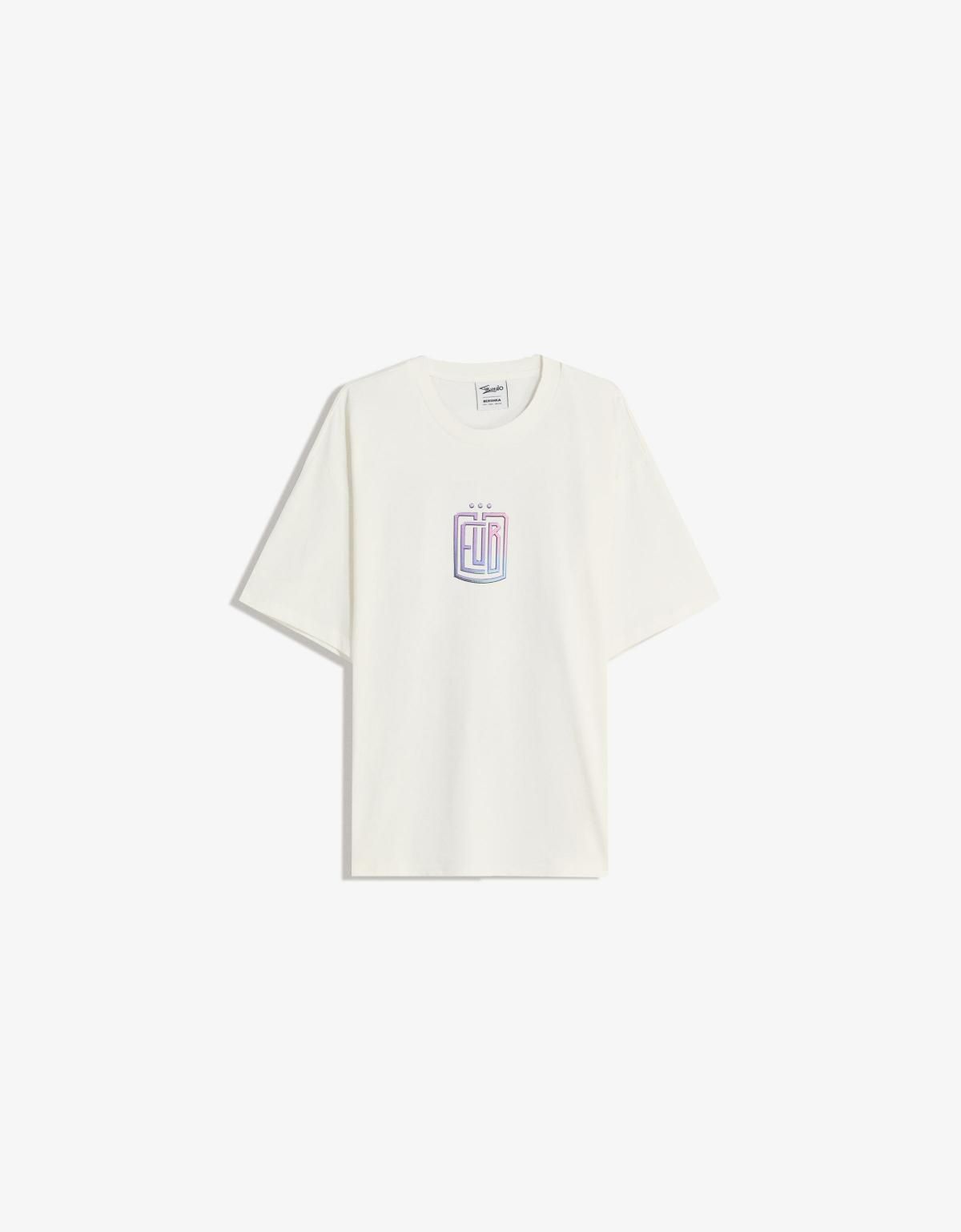 버쉬카 오버핏 프린트 반팔 티셔츠 8040/072 WHITE - 메인 이미지