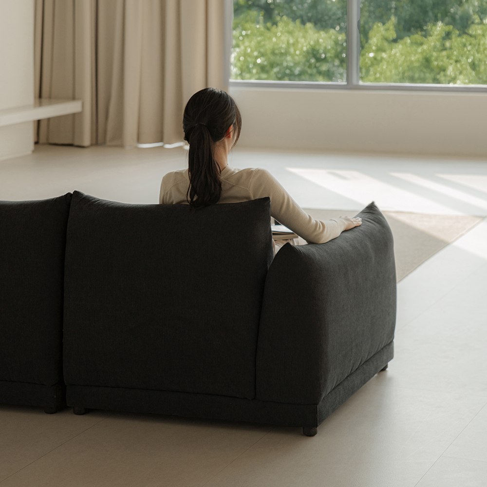 퍼지 DAVIS 기능성 원단 패브릭 모듈 소파 블랙, 4인용