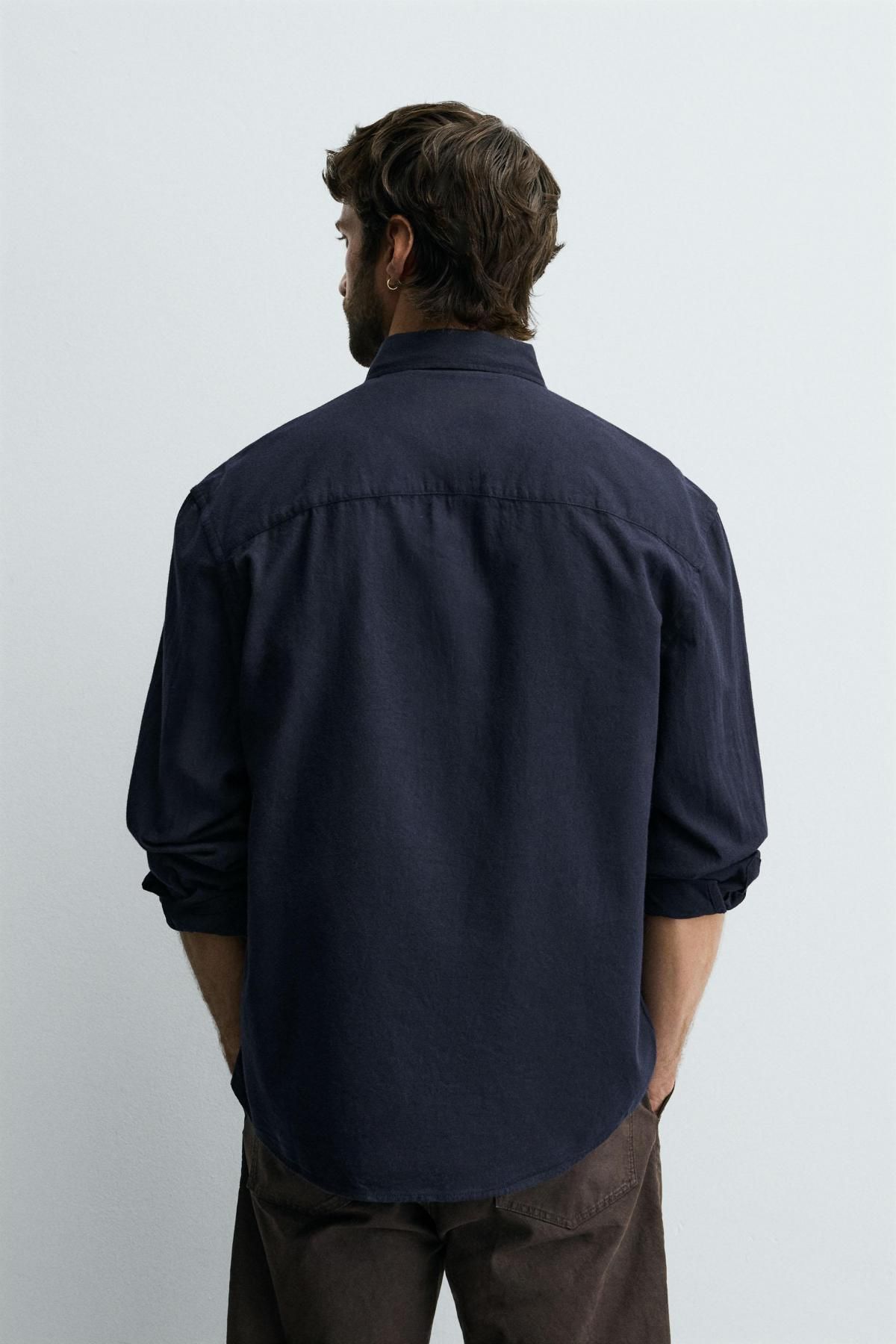 자라 체크 플란넬 캐주얼 긴팔 셔츠 1063/415 NAVY BLUE - 상세 이미지 4