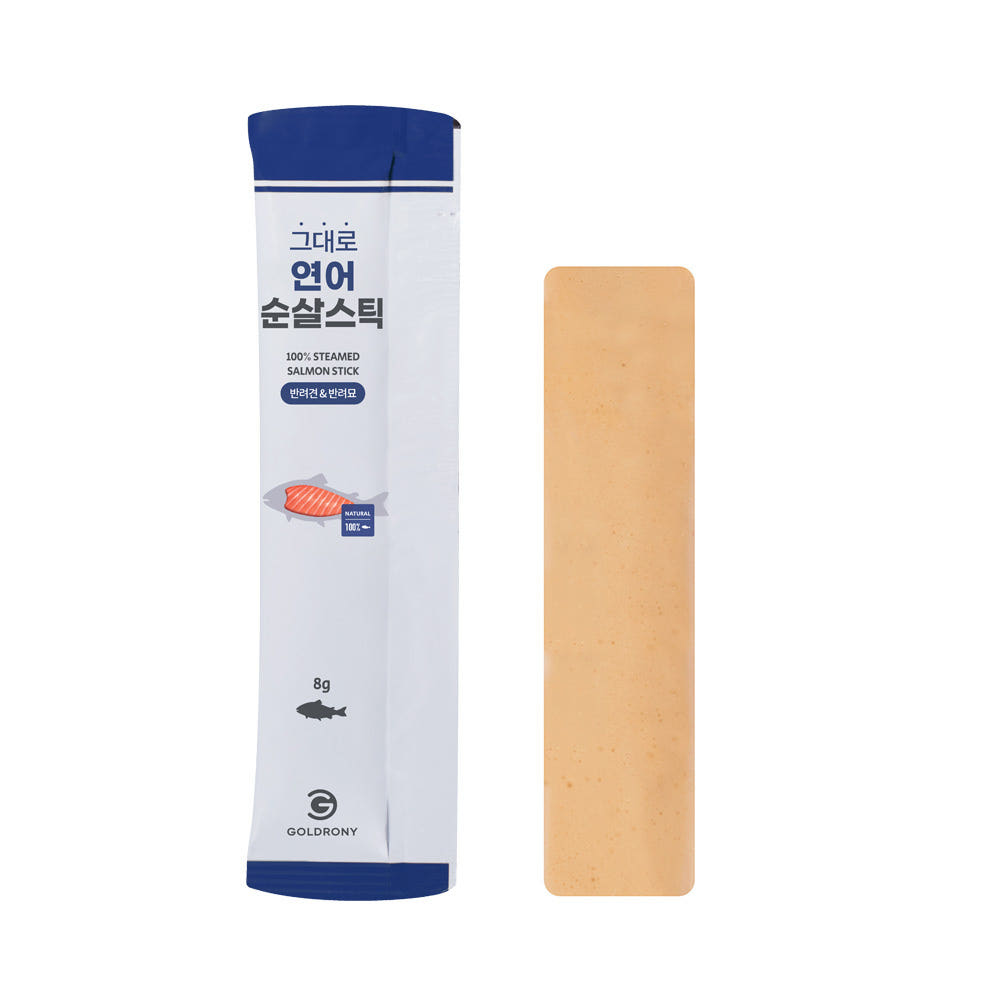 골드로니 그대로 순살스틱 강아지 애견 수제 츄르 반려견 펫푸드 간식 연어, 8g, 30개 이미지 3