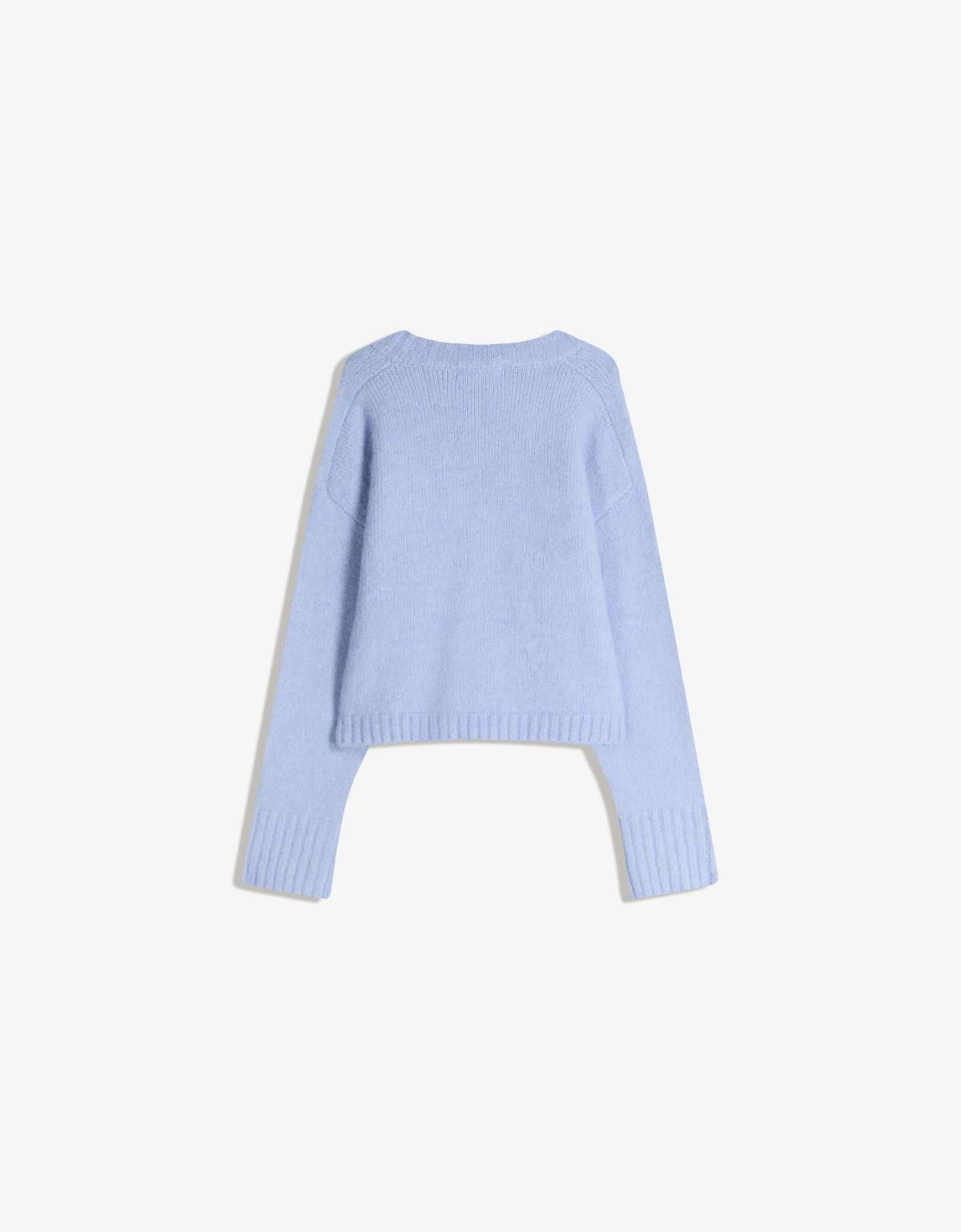 버쉬카 박시핏 브이넥 니트 스웨터 7141/686 BLUE - 상세 이미지 2