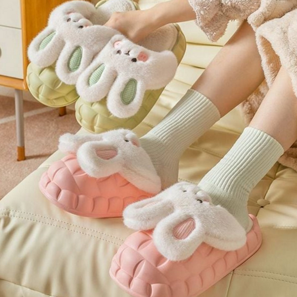 귀여운 토끼 실내화 따뜻한 겨울 실내화 층간소음 방지 - 상품 이미지