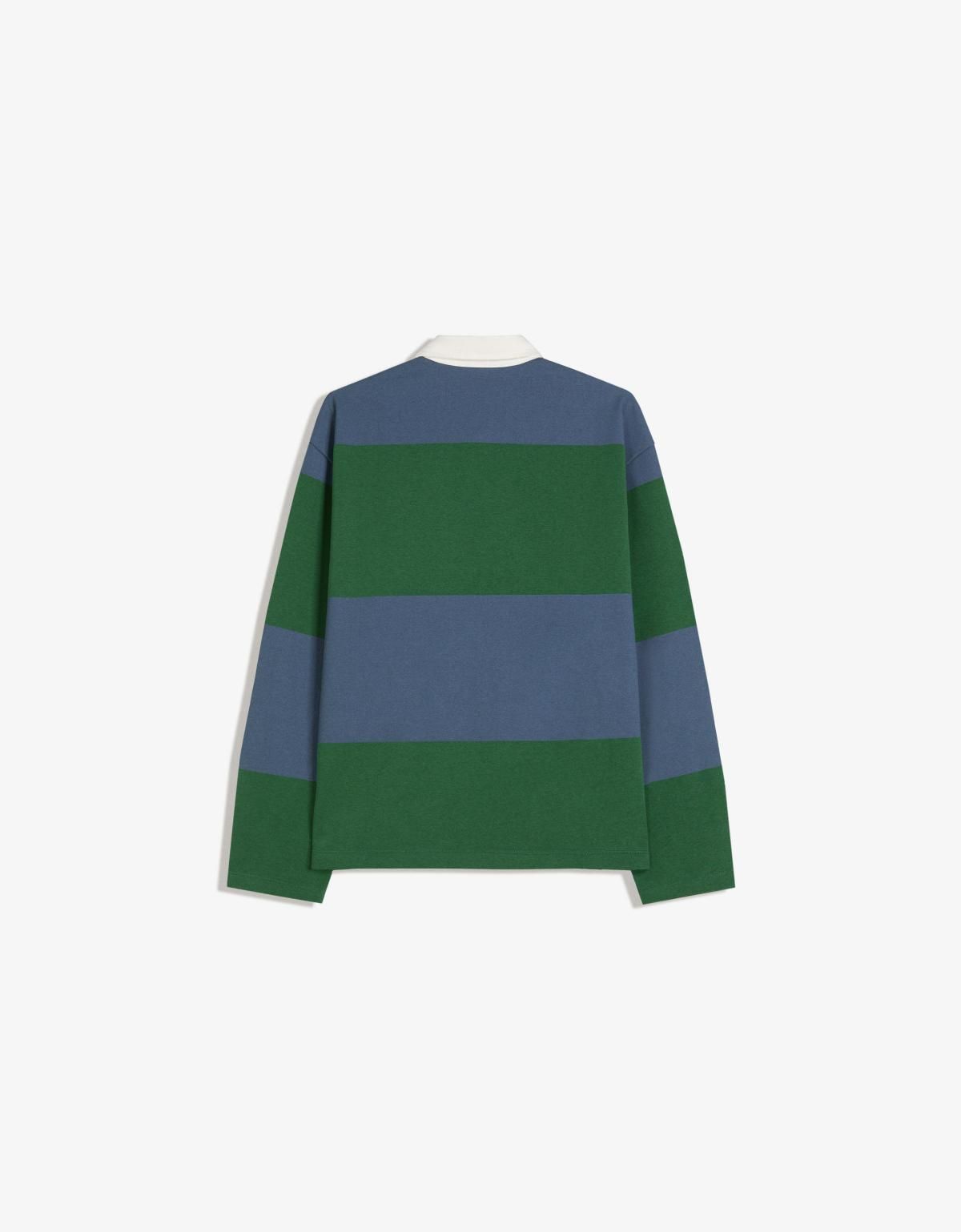 버쉬카 스트라이프 박시핏 테크니컬 긴팔 폴로셔츠 8562/190 GREEN - 상세 이미지 2