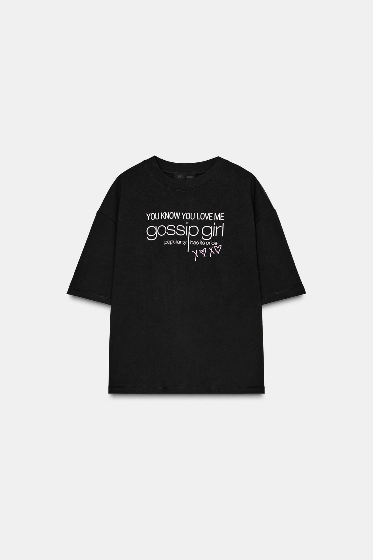 자라 가쉽걸 레터링 반팔 티셔츠 6050/047 BLACK - 메인 이미지