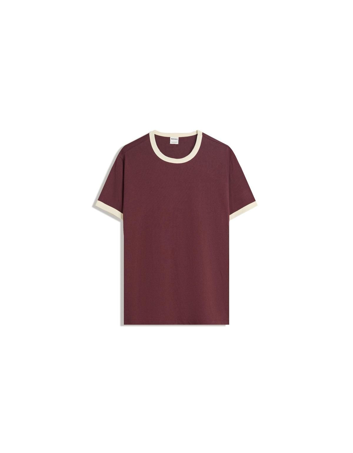 버쉬카 리브드 배색 반팔 티셔츠 8089/116 BURGUNDY - 메인 이미지