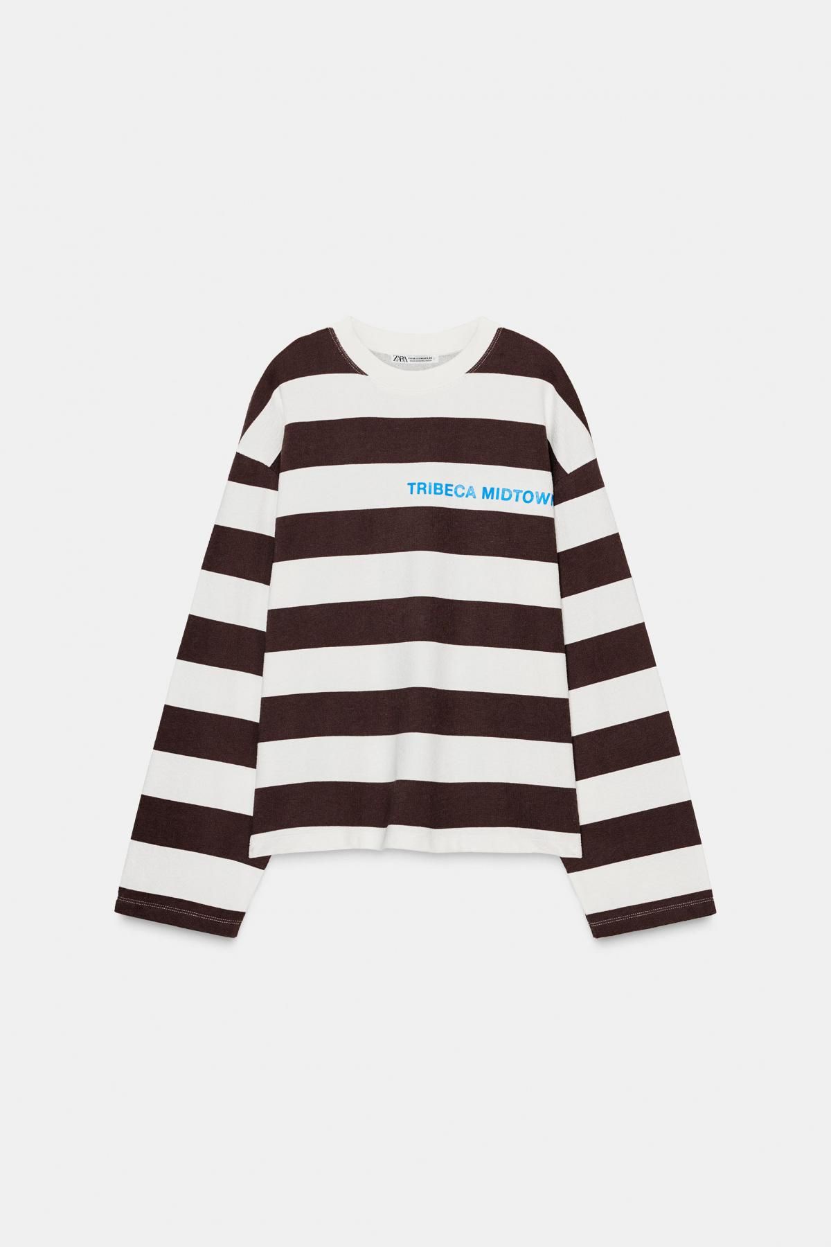 자라 스트라이프 레귤러핏 라운드넥 긴팔 티셔츠 4805/811 STRIPES - 상품 이미지