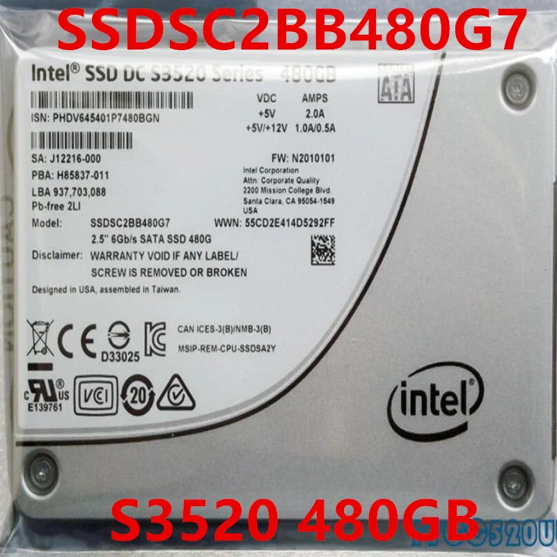 SSD DC S3520 오리지널 솔리드 스테이트 드라이브 SSDSC2BB480G701 SSDSC2BB480G7 480GB 2.5 인치 SATA 신