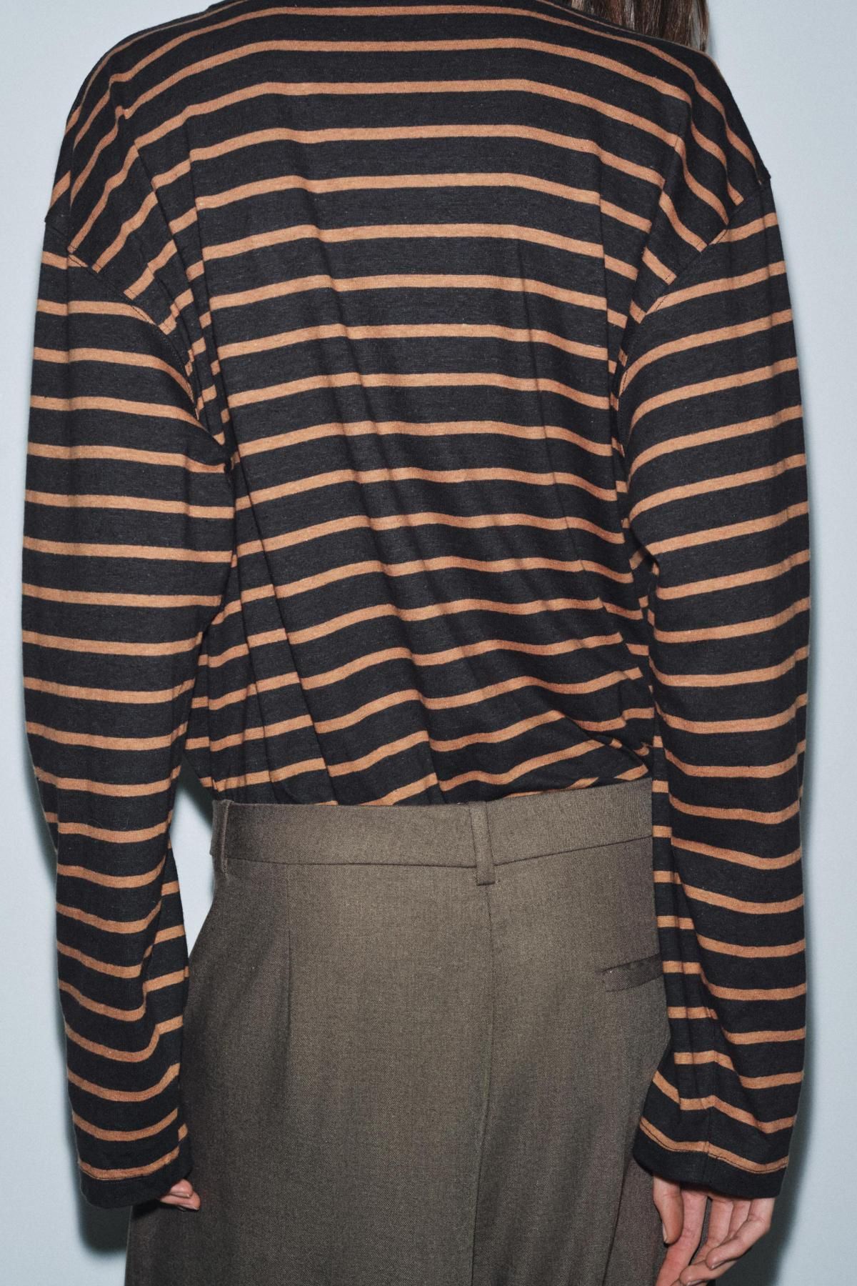 자라 스트라이프 릴렉스핏 린넨 혼방 긴팔 티셔츠 3253/710 STRIPED - 상세 이미지 4