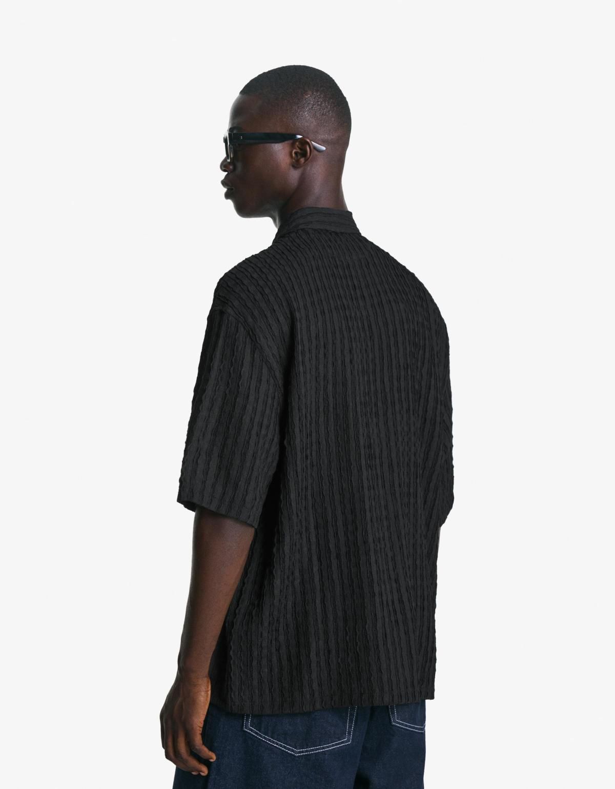 버쉬카 루스핏 스트라이프 반팔셔츠 남성 6369/710 BLACK - 상세 이미지 5