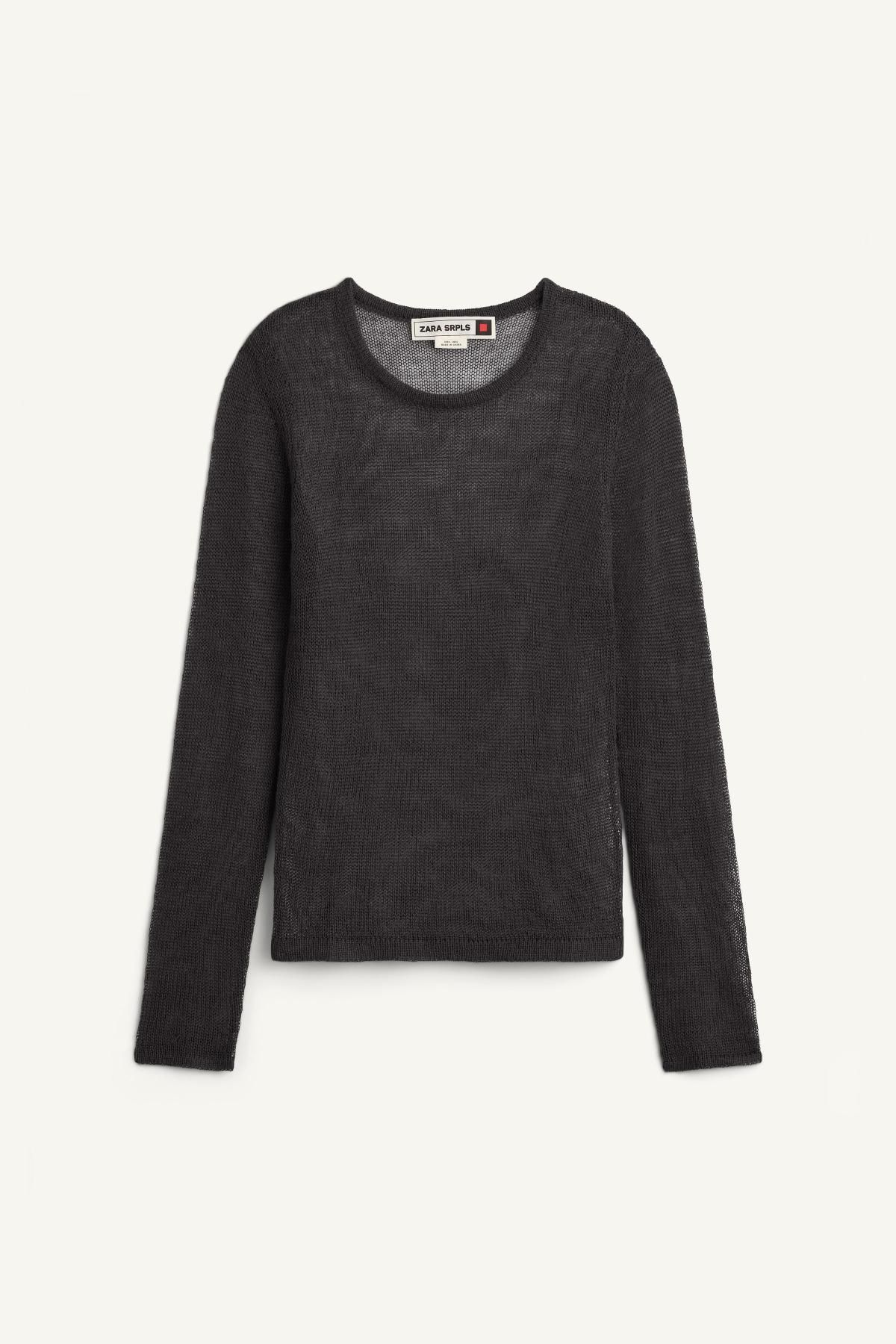 자라 울블렌드 라운드넥 베이직 니트 탑 3039/906 BLUE / GREY - 상품 이미지