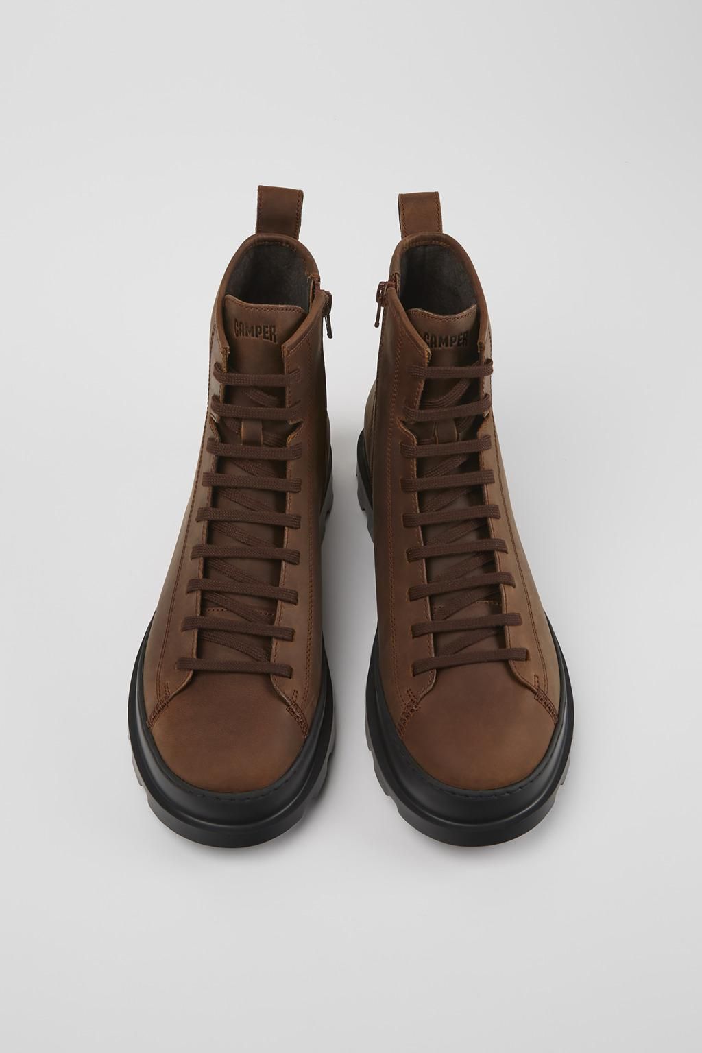 캠퍼 브라운 누벅 레이스업 미들부츠 Brutus K300245-009 BROWN - 상세 이미지 4