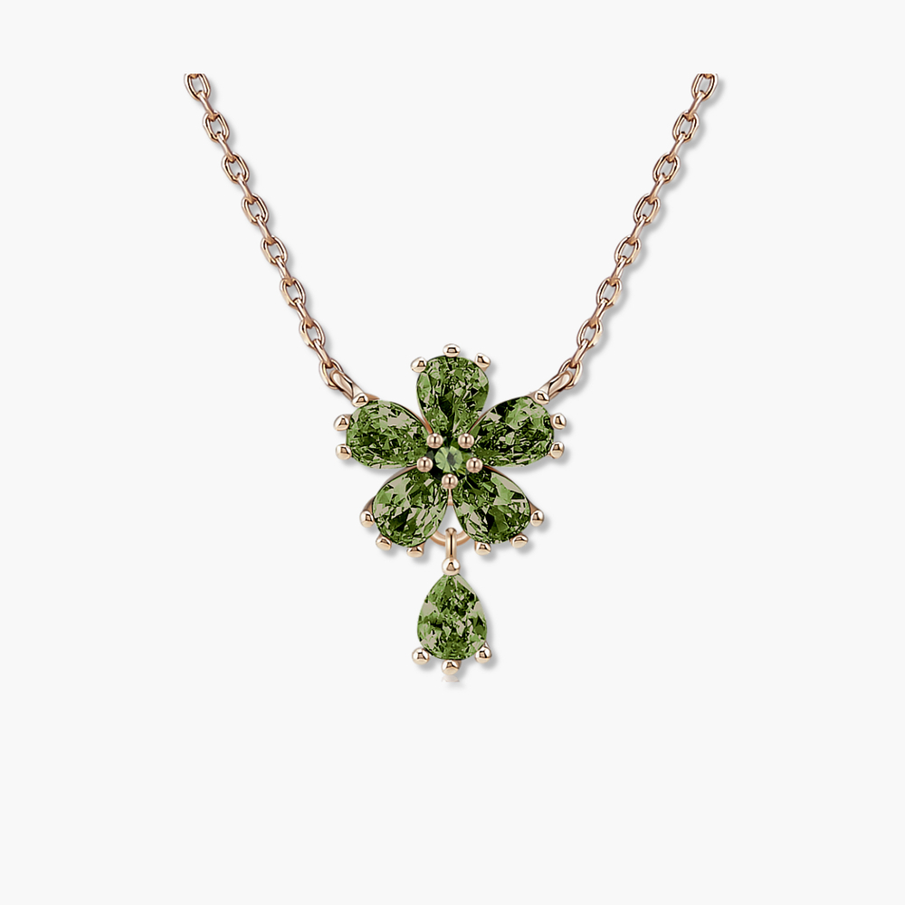 [Color Cubic] 모노그래프 칼리아 여성 주얼리 큐빅 펜던트 꽃 핑크 블루 데일리 목걸이 Peridot - 상세 이미지 3