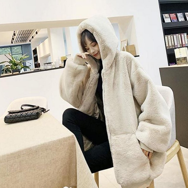 부드러운 여성 겨울 자켓 캐주얼 여성 양털 후드 자켓 - 상품 이미지