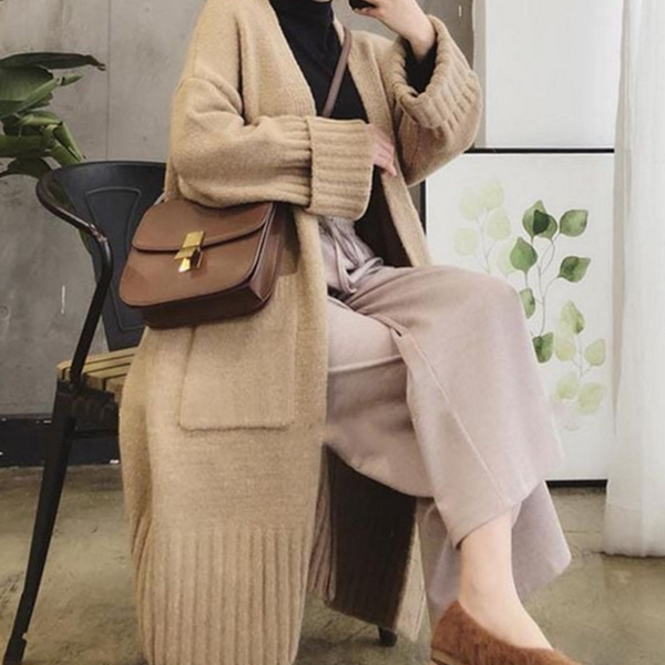 두꺼운 여성 롱 가디건 루즈핏 여성 겨울 가디건 빅사이즈 - 상품 이미지
