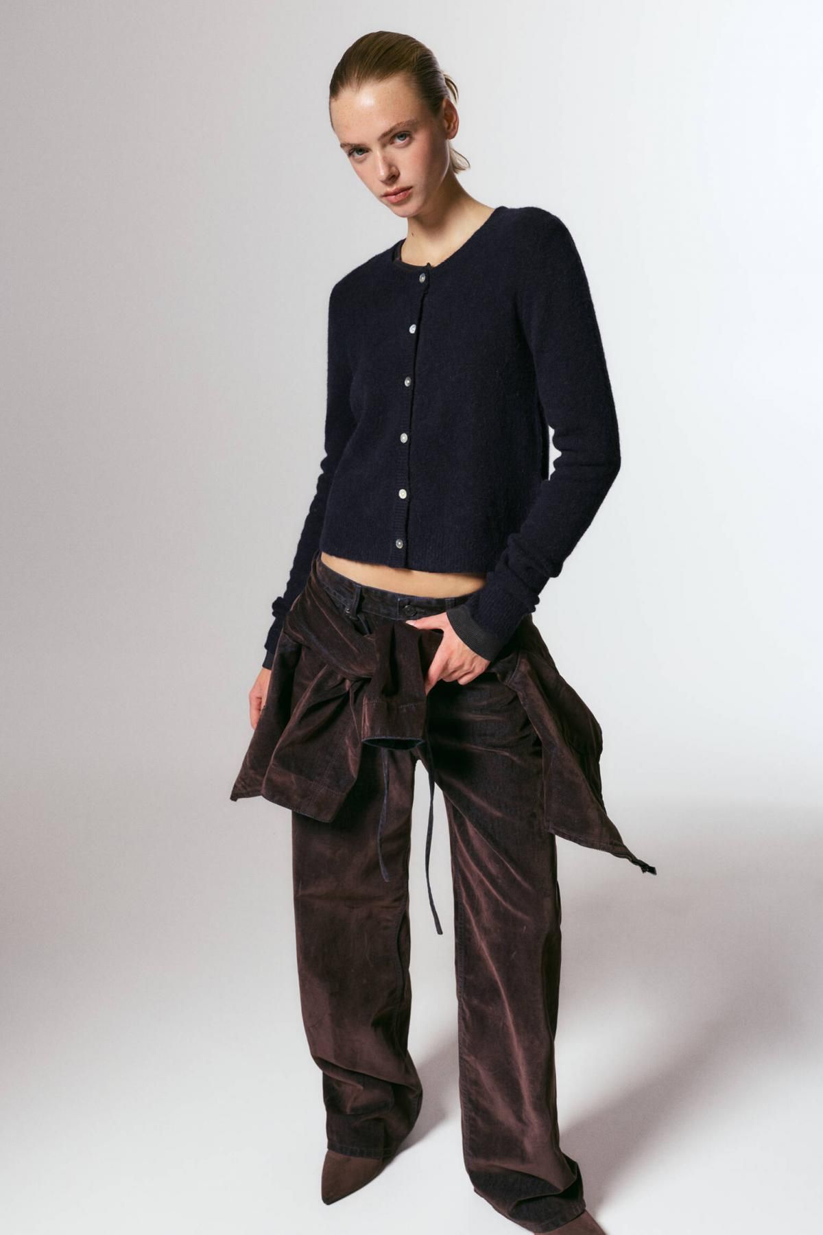 풀앤베어 알파카 울 라운드넥 니트 가디건 7553/401 NAVY - 상세 이미지 2