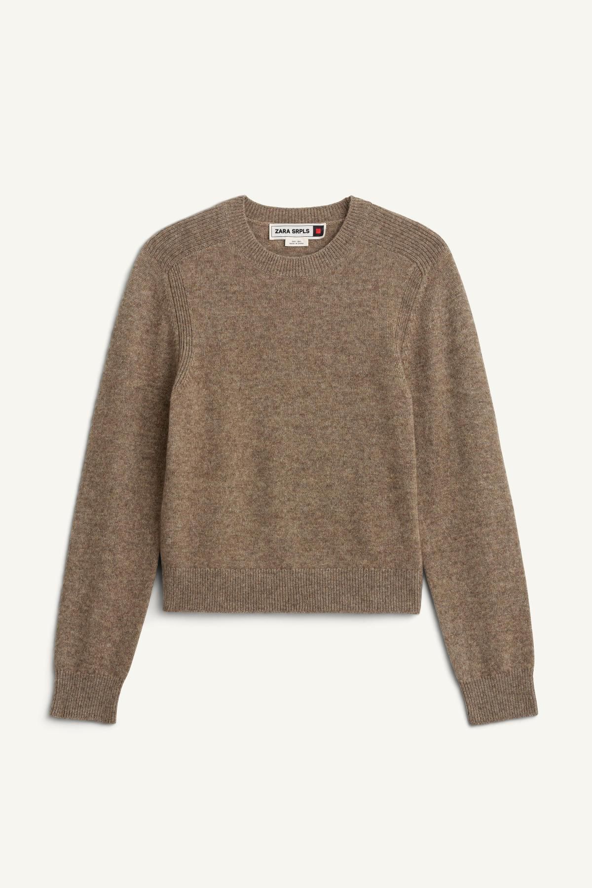 자라 프리미엄 울 혼방 라운드넥 니트 스웨터 3039/902 LIGHT BROWN - 메인 이미지