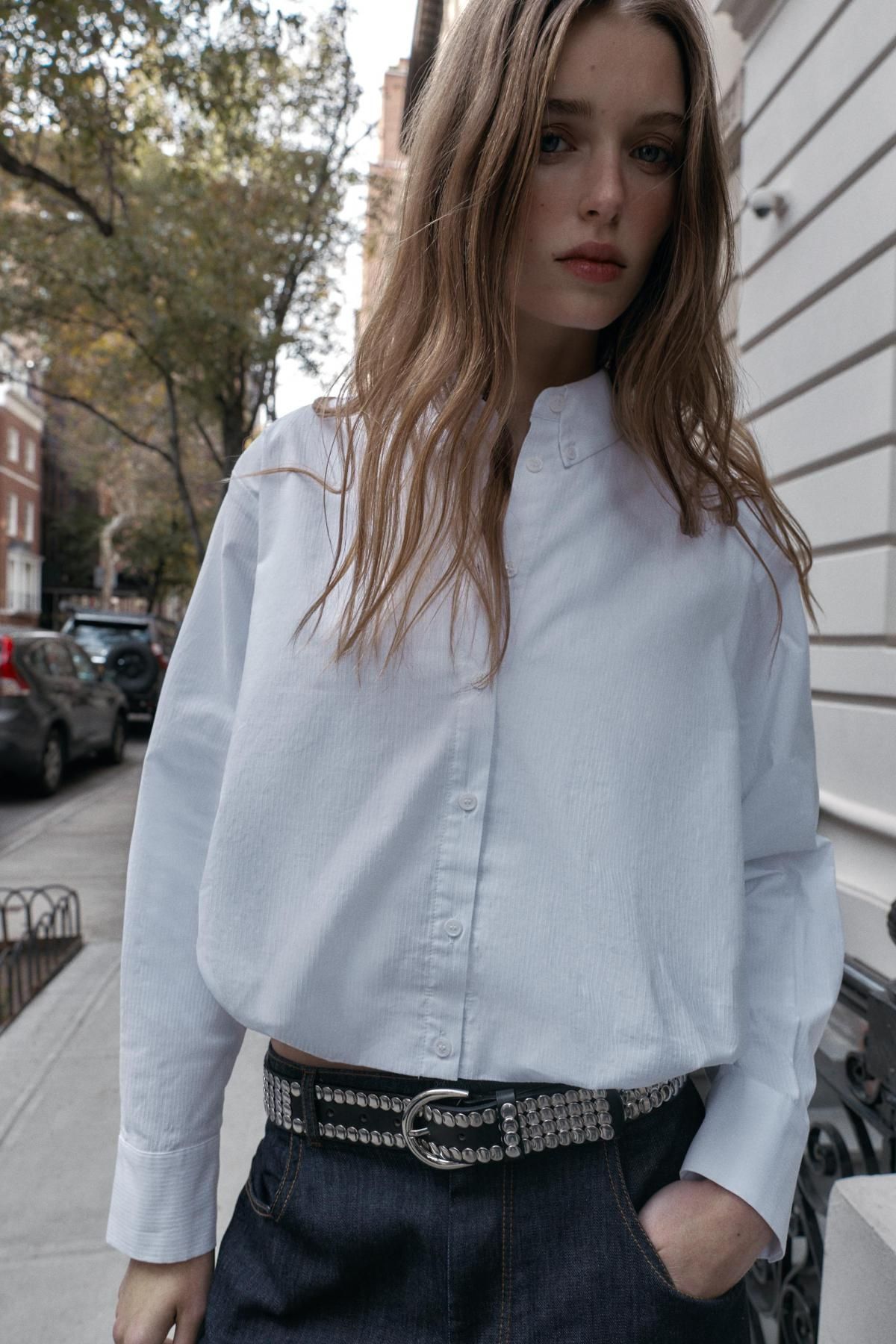 자라 포플린 벌룬 긴팔 셔츠 2027/648 OYSTER-WHITE - 상세 이미지 2