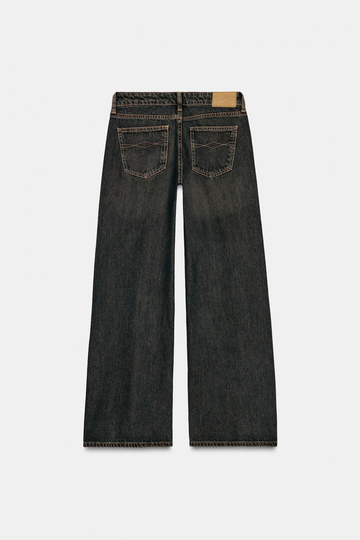 자라 빈티지 와이드핏 데님 로우라이즈 청바지 9942/164 BLACK / BROWN - 상세 이미지 3