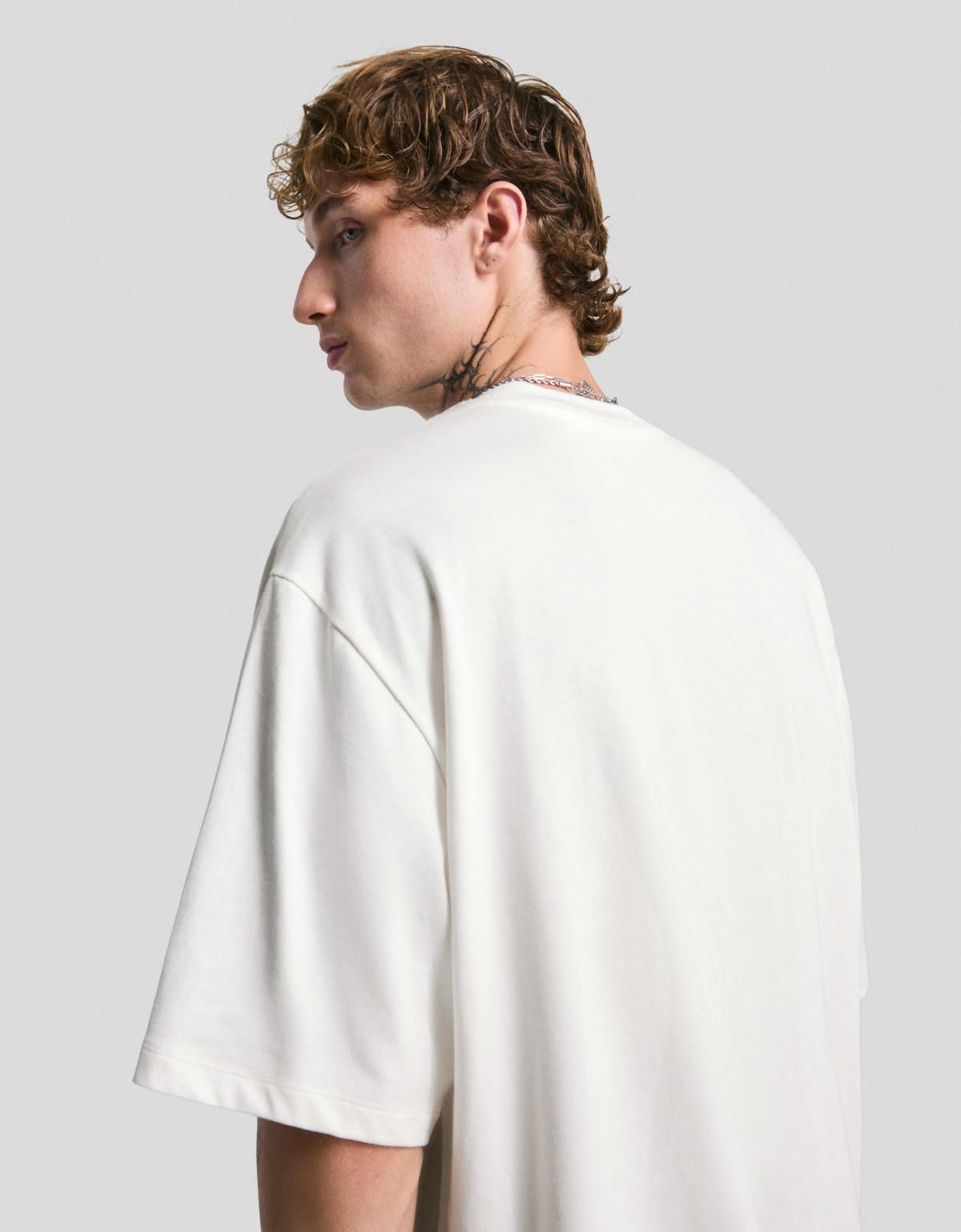 버쉬카 플러시 오버핏 반팔 티셔츠 8094/116 OFF WHITE - 상세 이미지 5