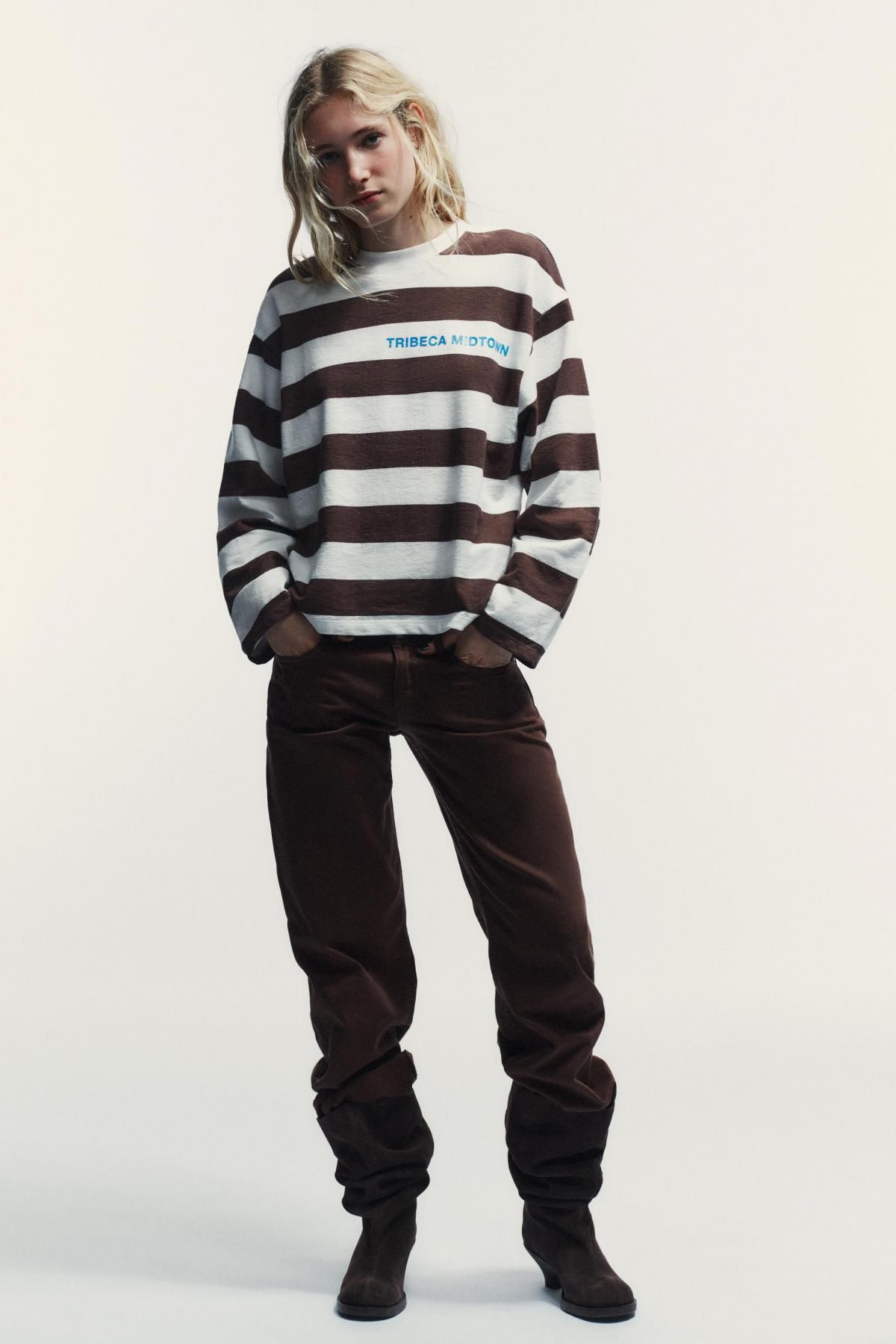자라 스트라이프 레귤러핏 라운드넥 긴팔 티셔츠 4805/811 STRIPES - 상세 이미지 2
