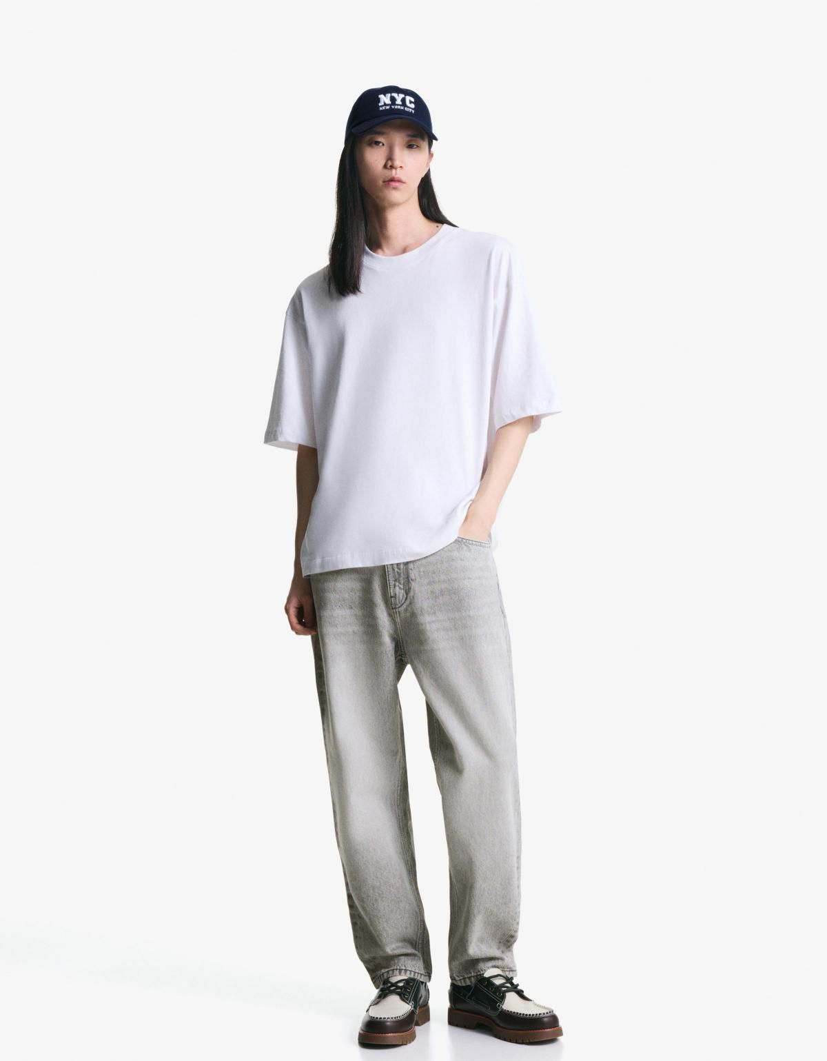 버쉬카 라이트그레이 테이퍼드 루즈핏 데님 청바지 5349/352 GREY - 상세 이미지 5