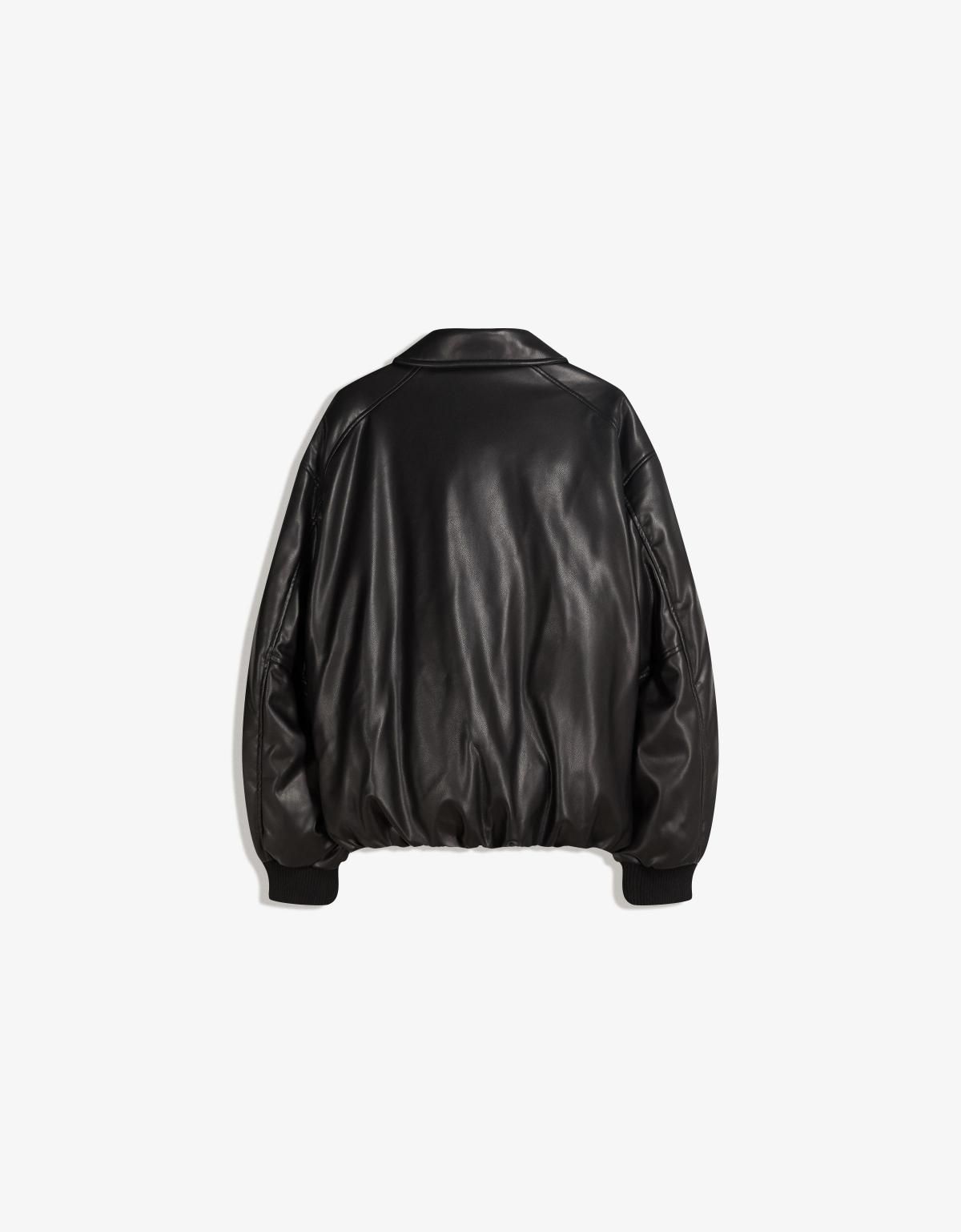 버쉬카 레더 이펙트 테크니컬 숏 패딩 재킷 6801/730 BLACK - 상세 이미지 3
